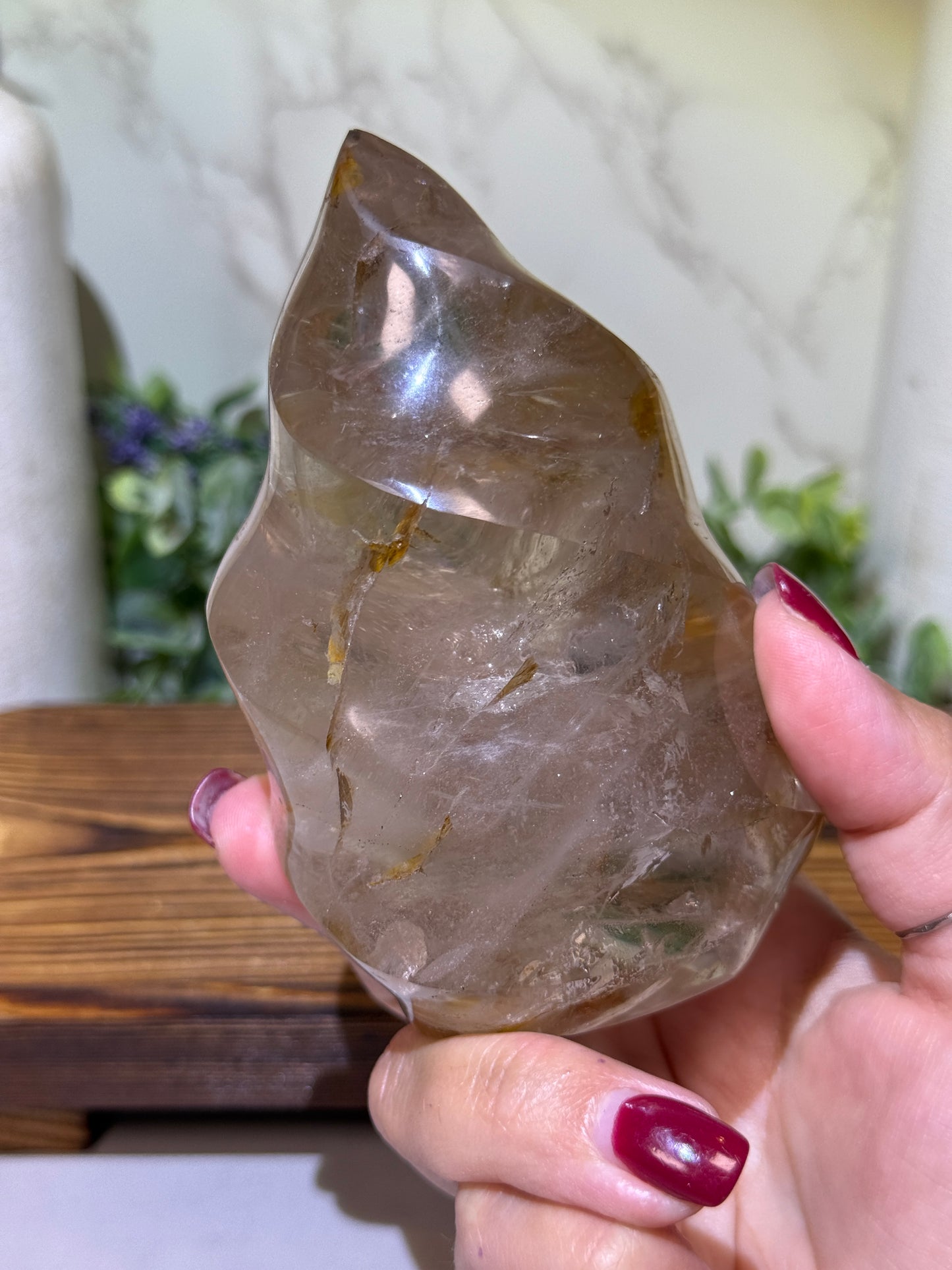 Quartz Flame with Golden Healer Inclusions