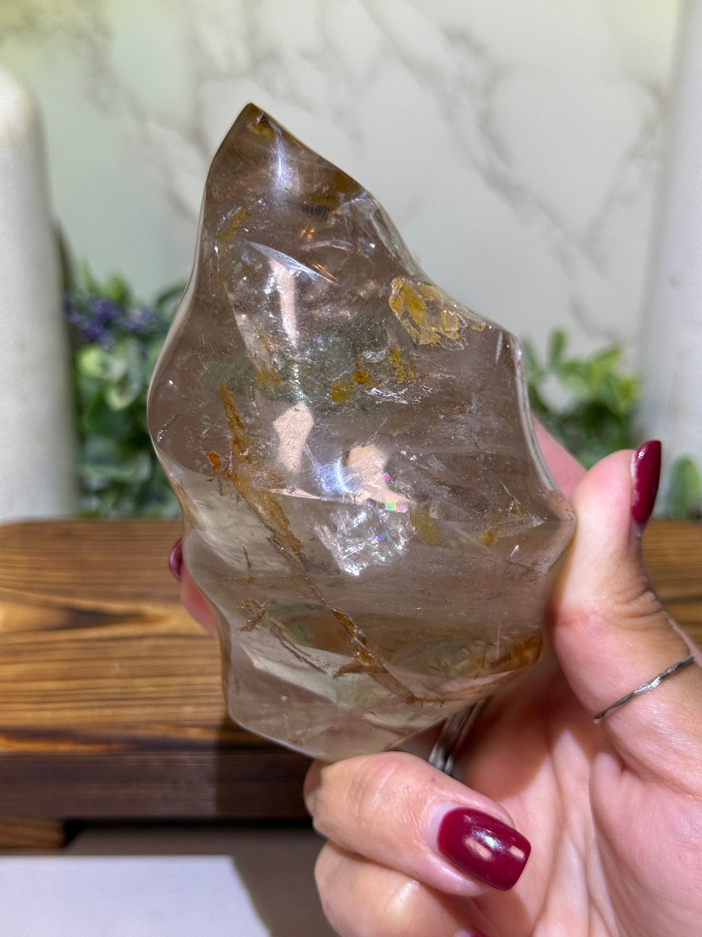 Quartz Flame with Golden Healer Inclusions