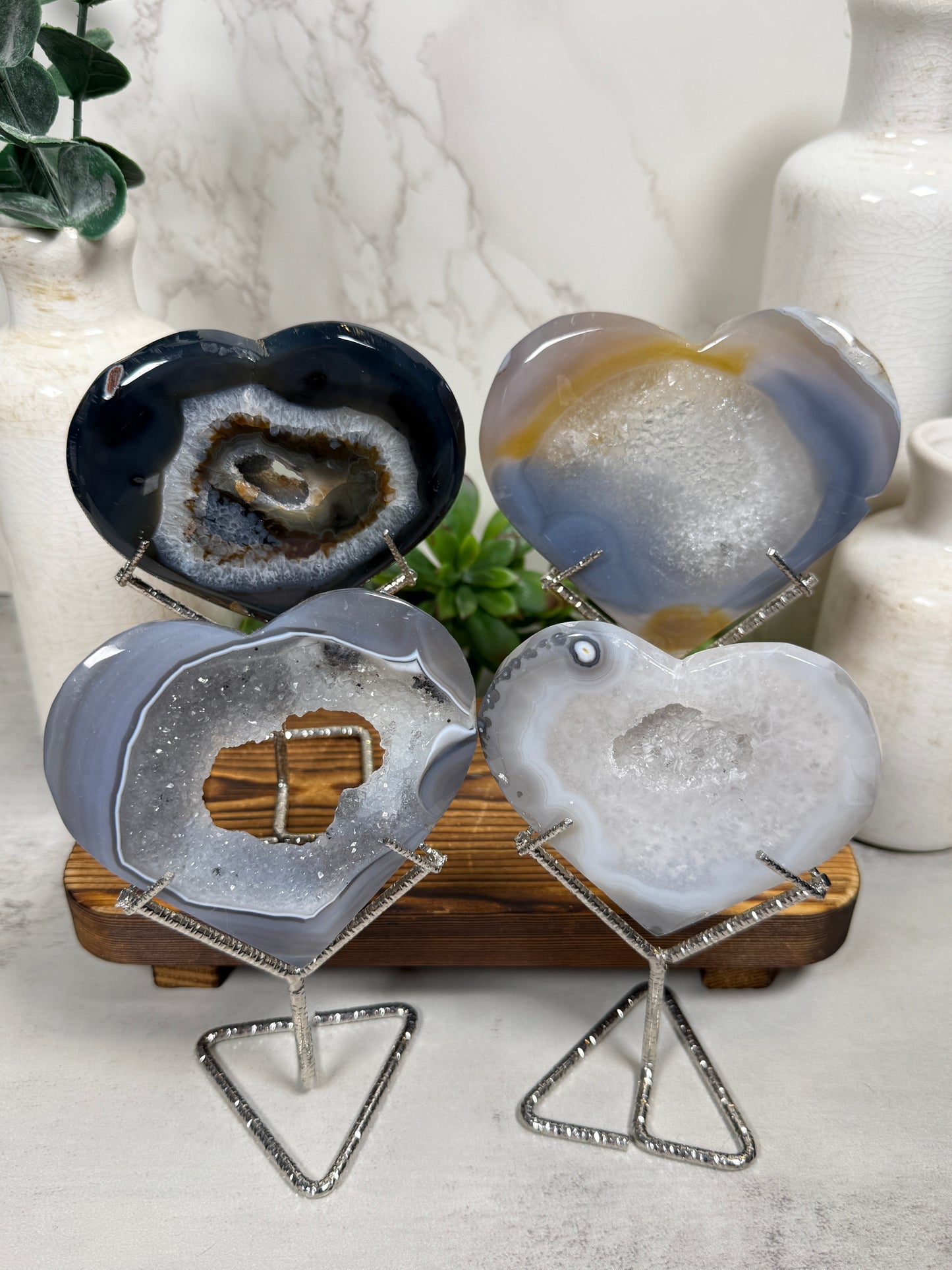 Agate Hearts on Stand - You Pick