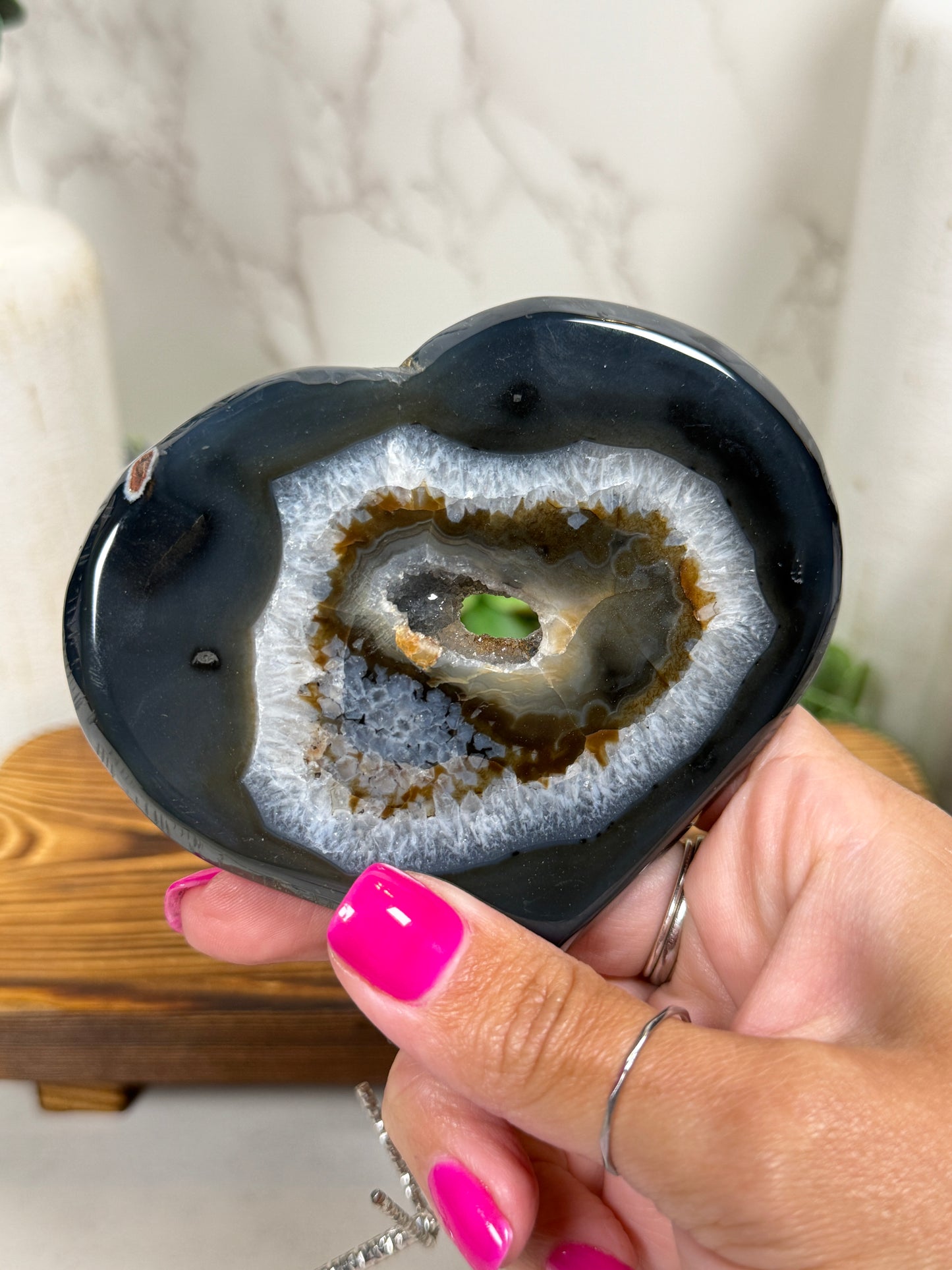 Agate Hearts on Stand - You Pick
