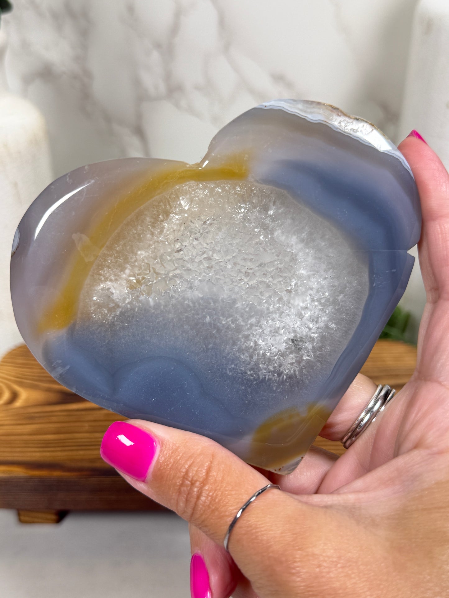 Agate Hearts on Stand - You Pick
