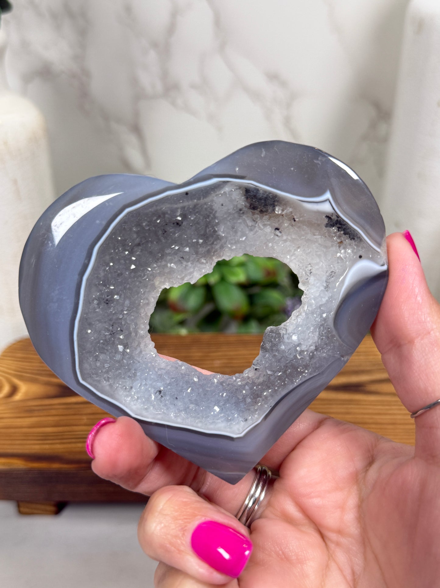 Agate Hearts on Stand - You Pick