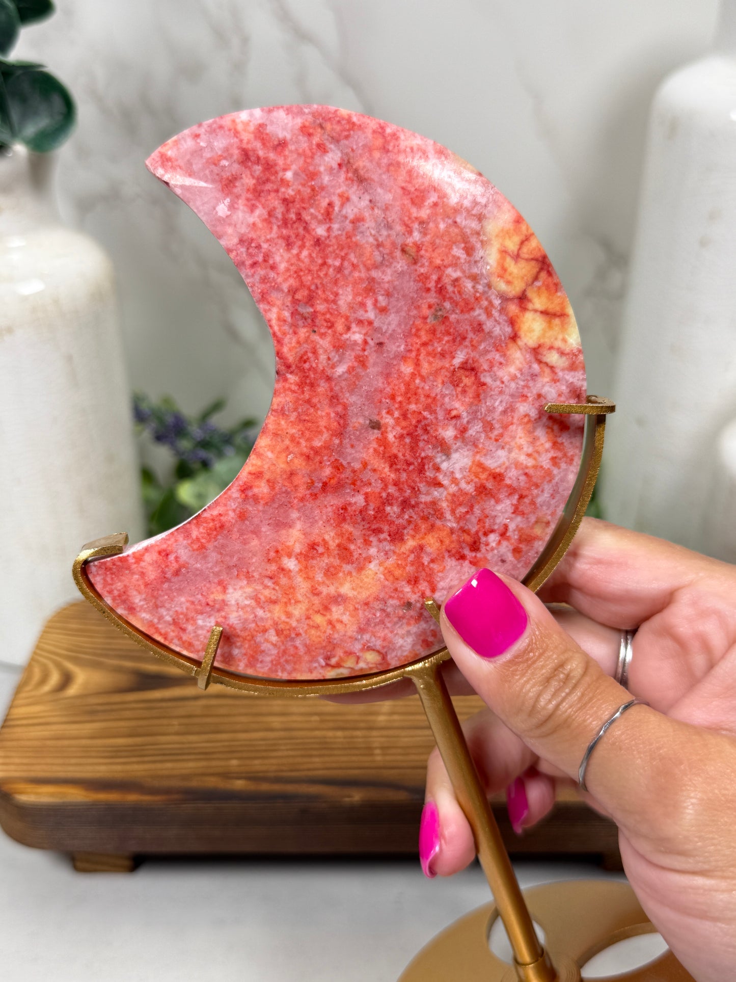 Pink Thulite Moon | Luna