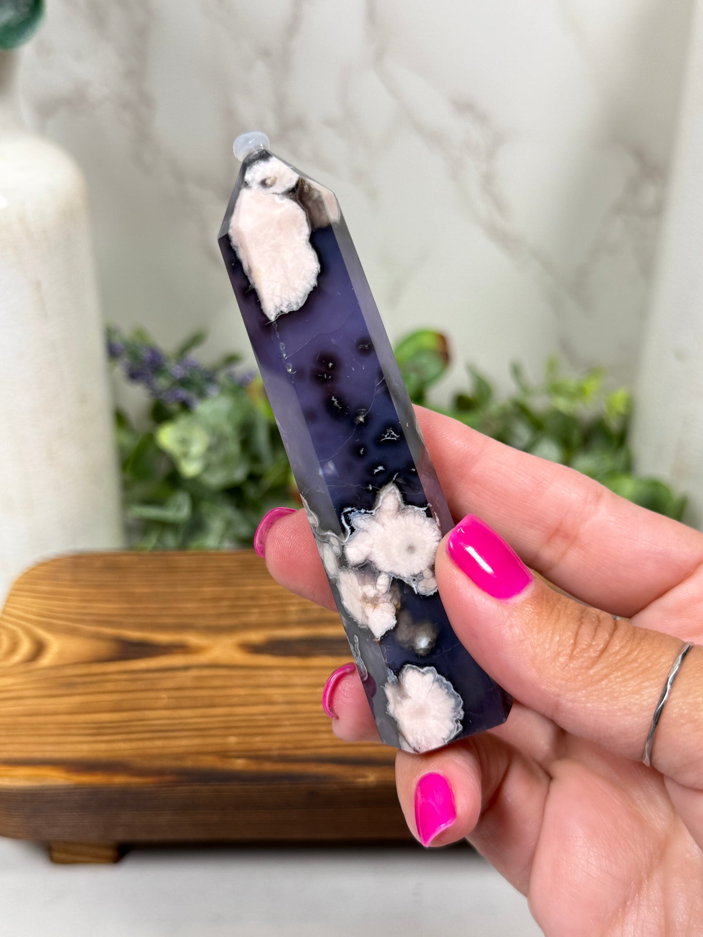 Blue Flower Agate Towers (Small)
