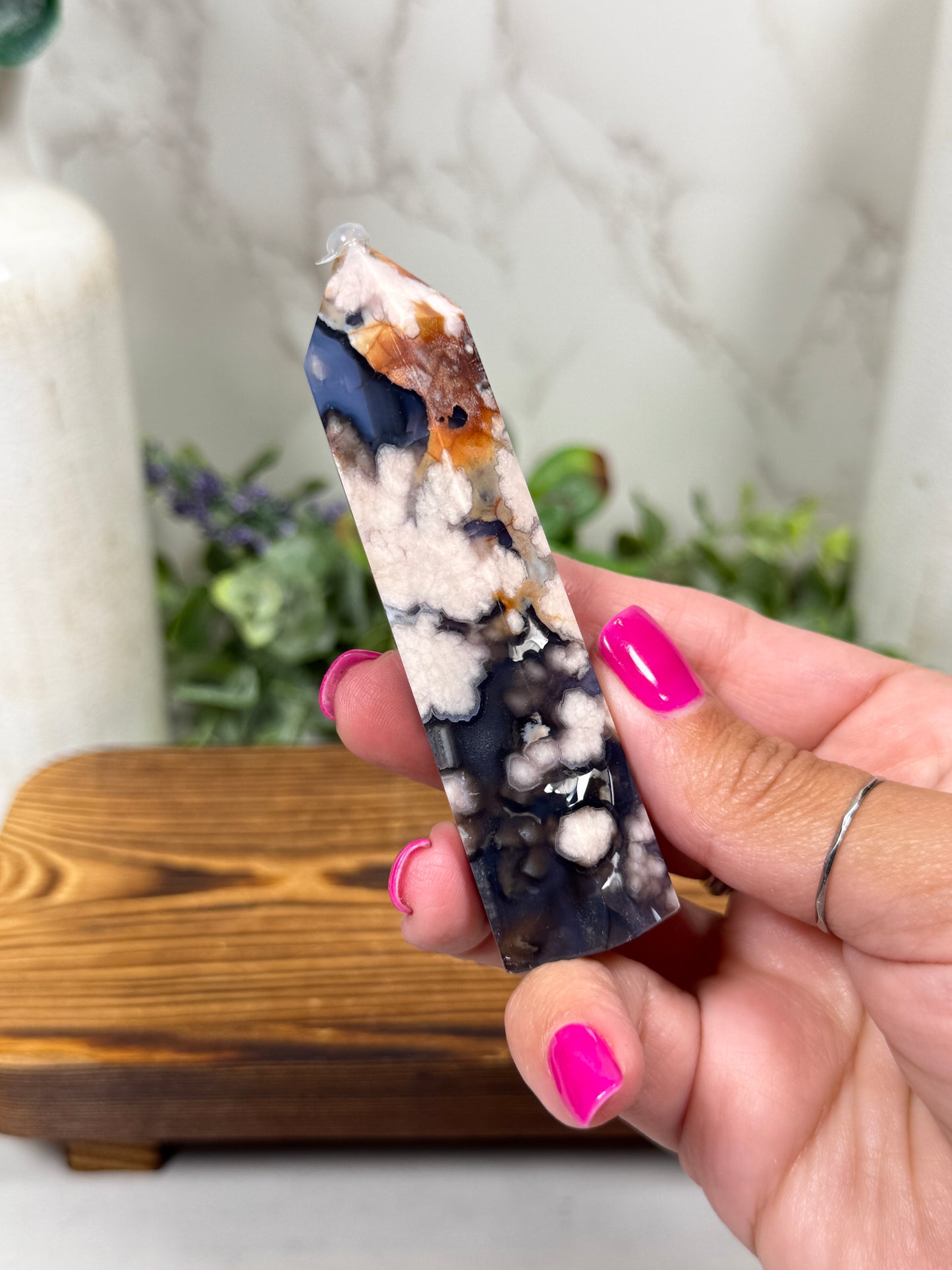 Blue Flower Agate Towers (Small)