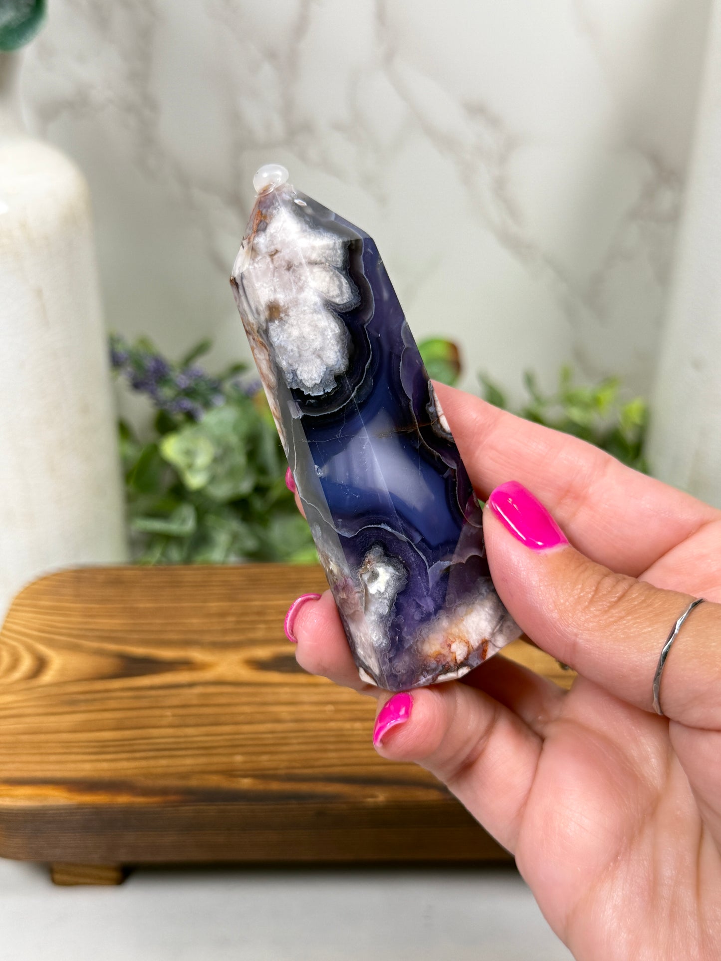Blue Flower Agate Towers (Small)