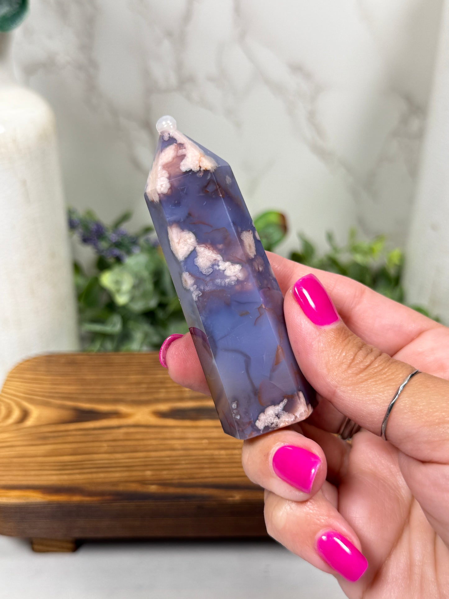 Blue Flower Agate Towers (Small)