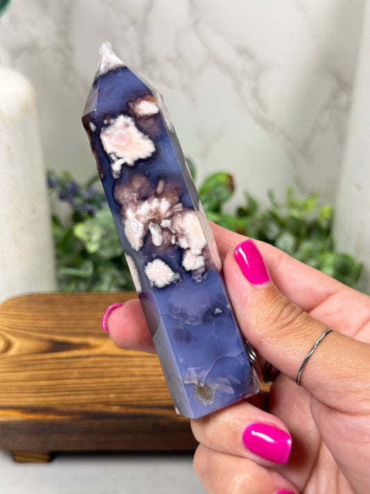 Blue Flower Agate Towers (Large)