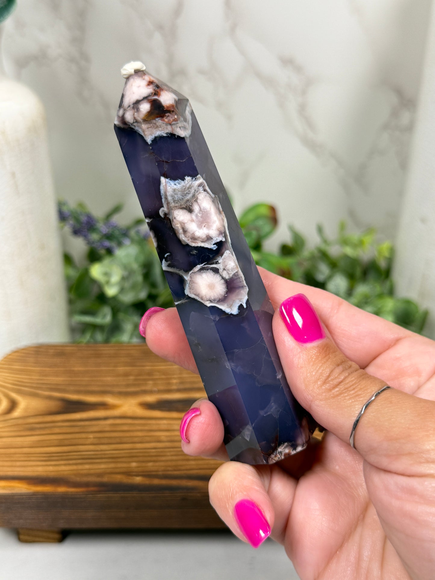 Blue Flower Agate Towers (Large)
