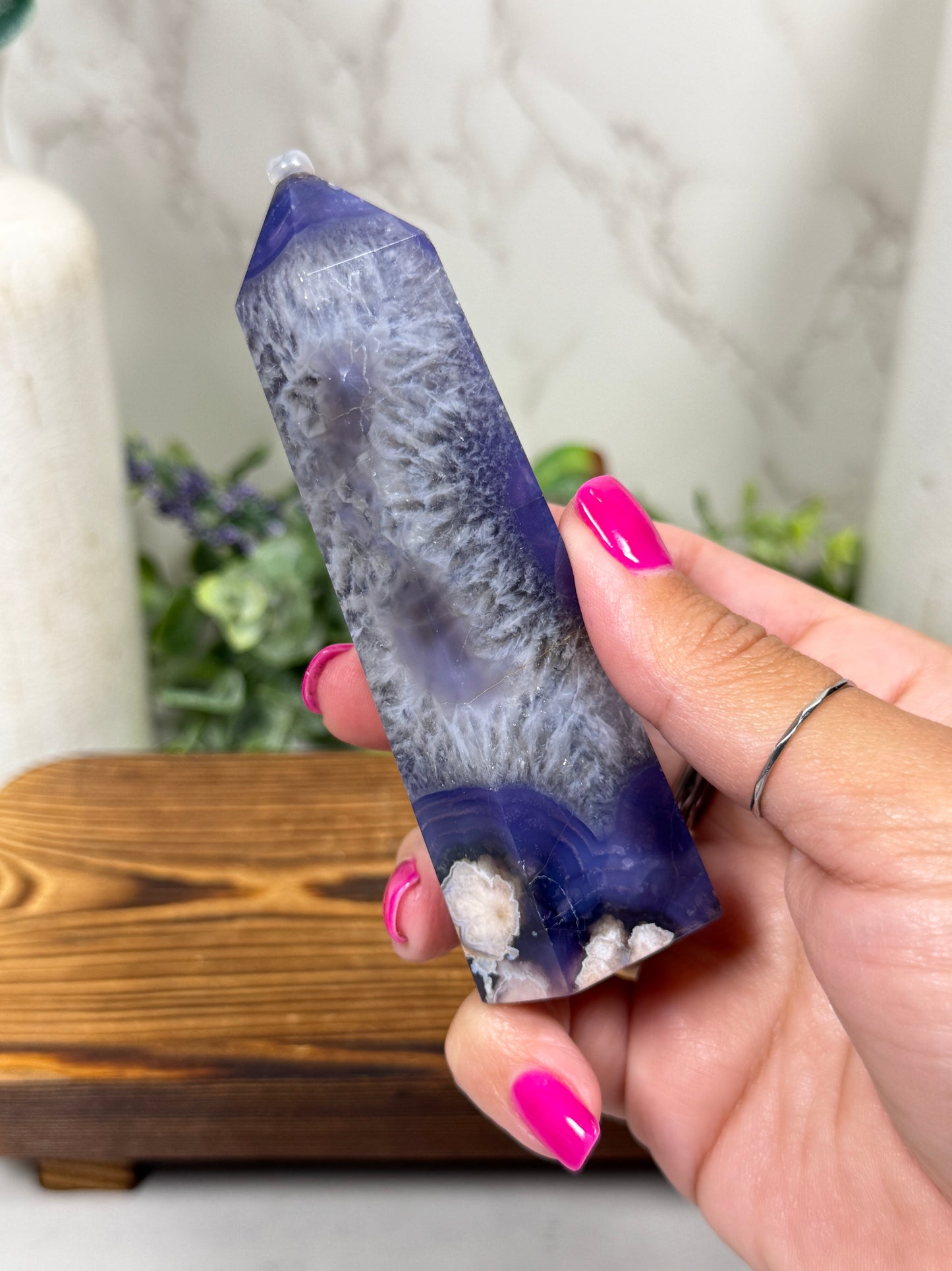 Blue Flower Agate Towers (Large)