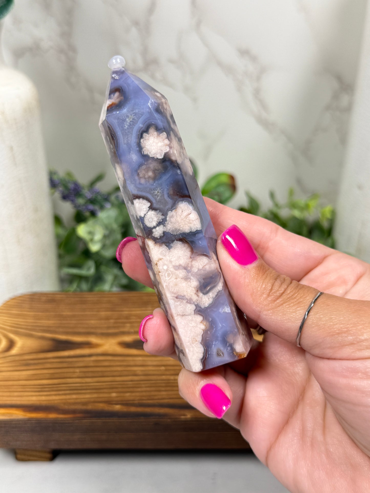Blue Flower Agate Towers (Large)