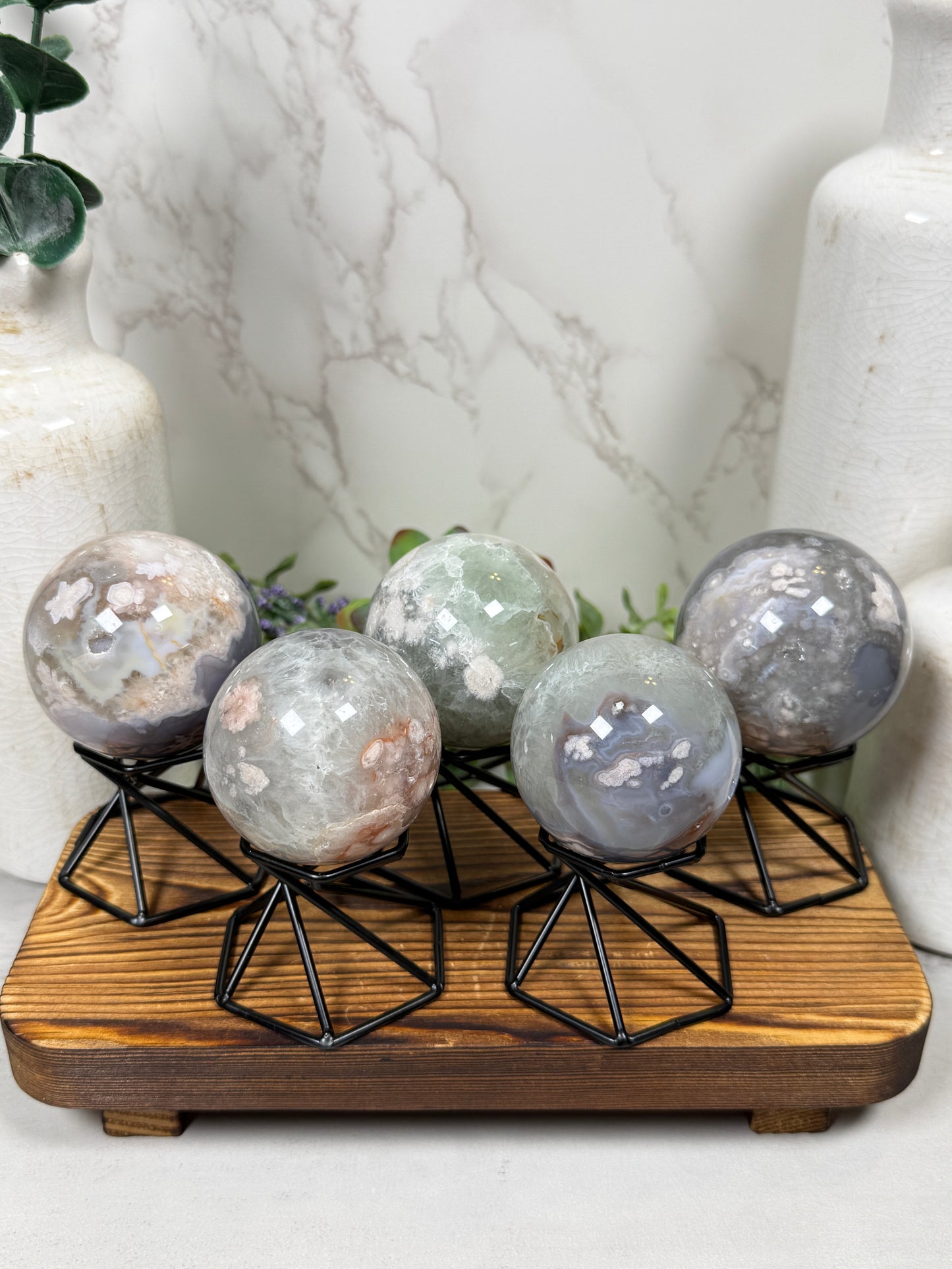 Blue Flower Agate Spheres - You Pick!