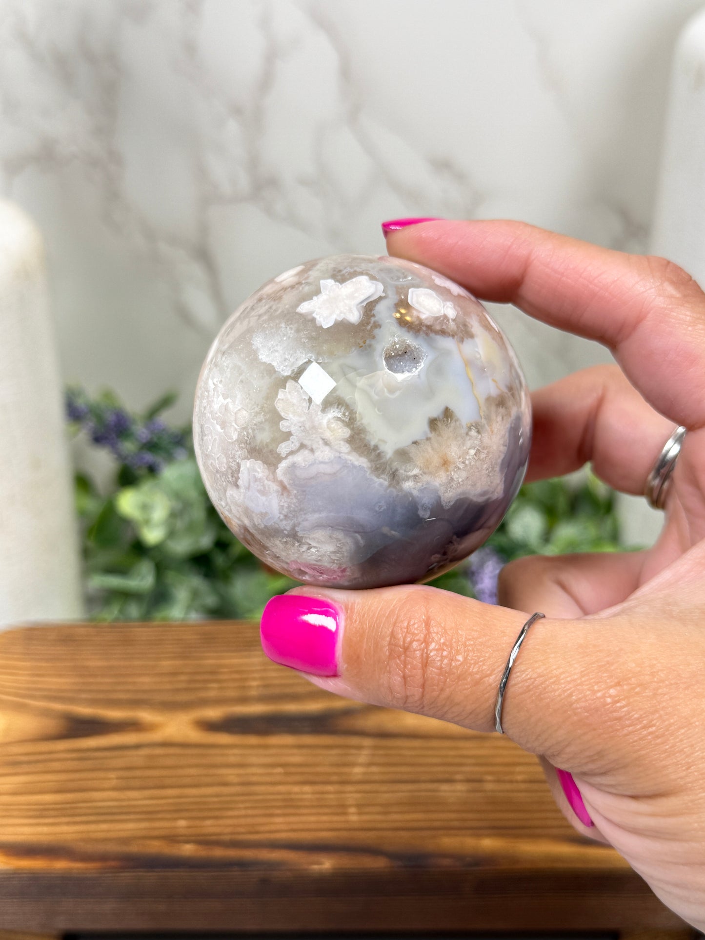 Blue Flower Agate Spheres - You Pick!