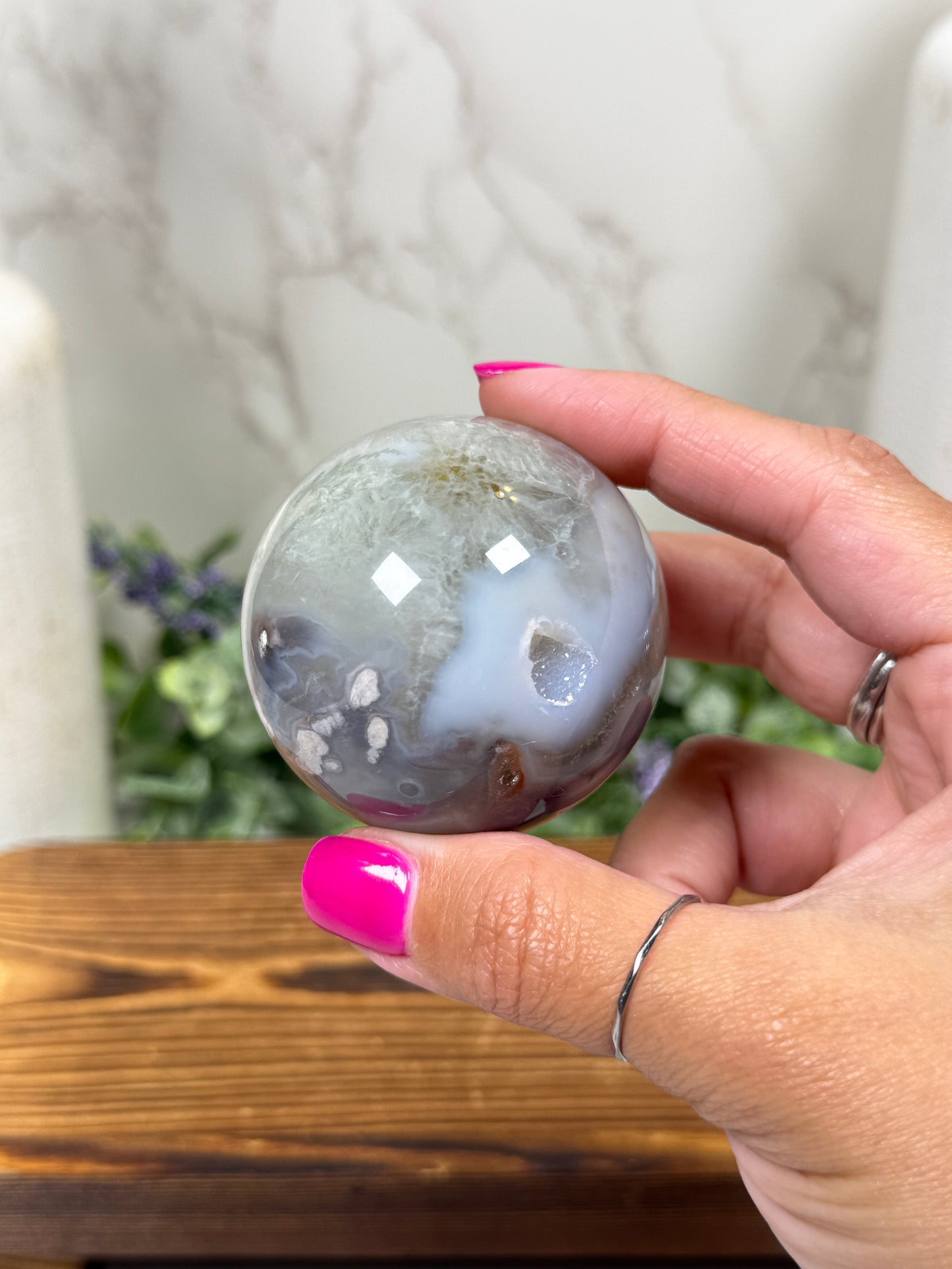 Blue Flower Agate Spheres - You Pick!
