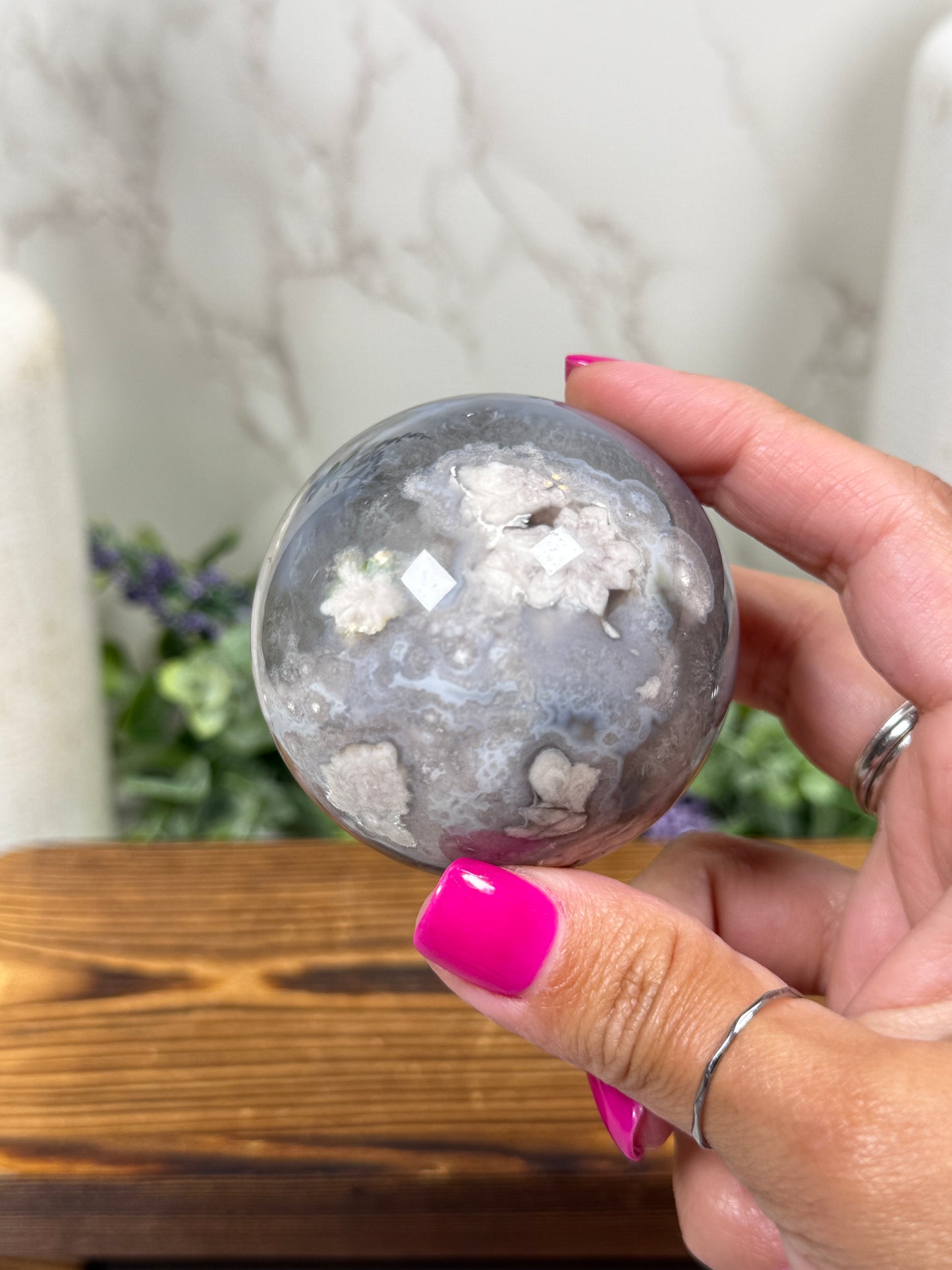 Blue Flower Agate Spheres - You Pick!