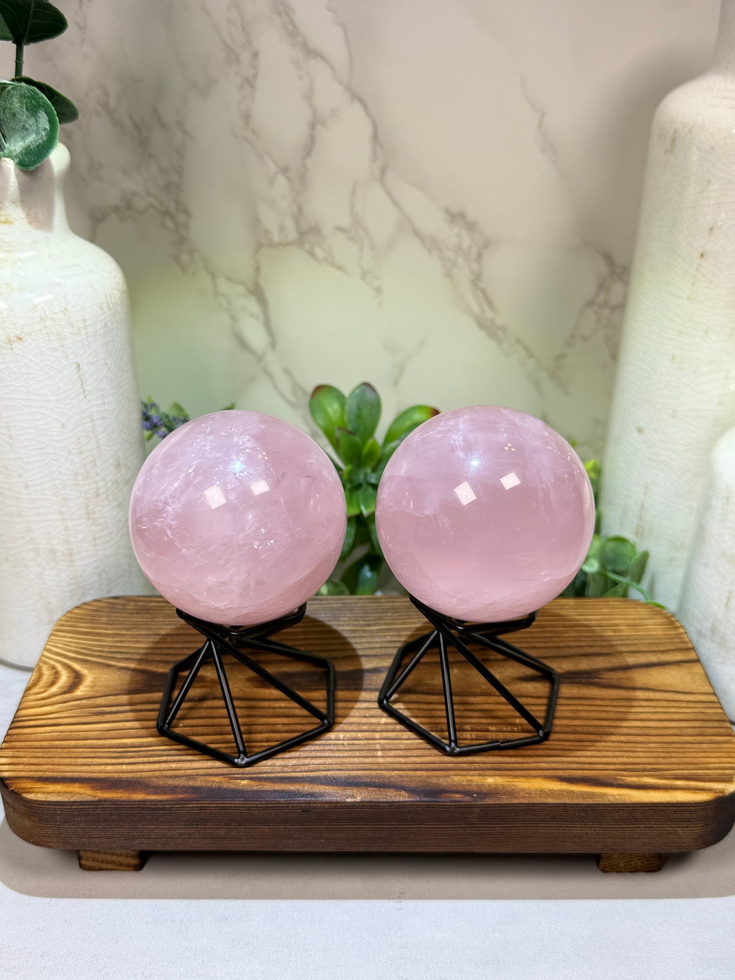 Pink Star Rose Quartz Spheres