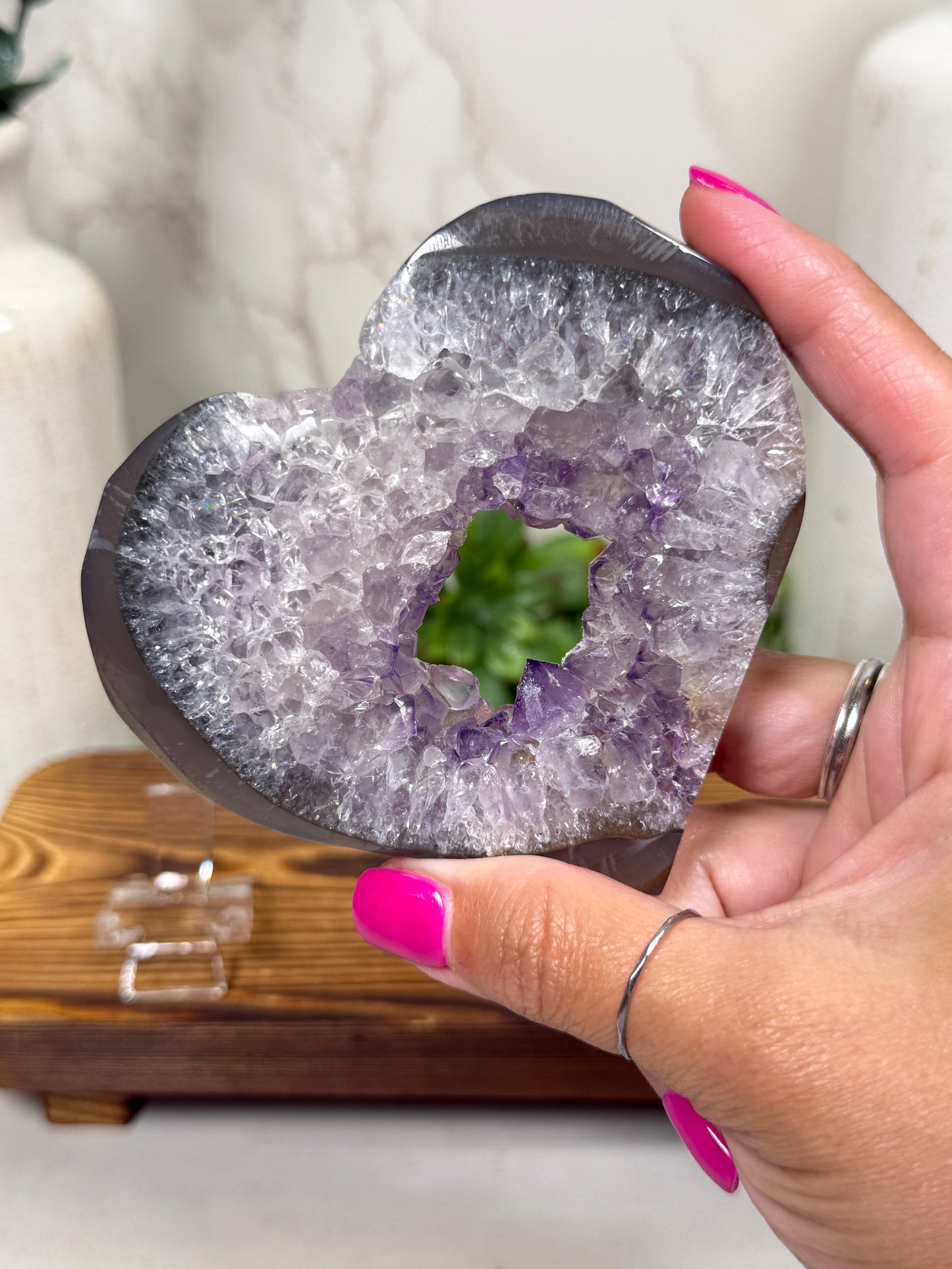 Amethyst Agate Hearts