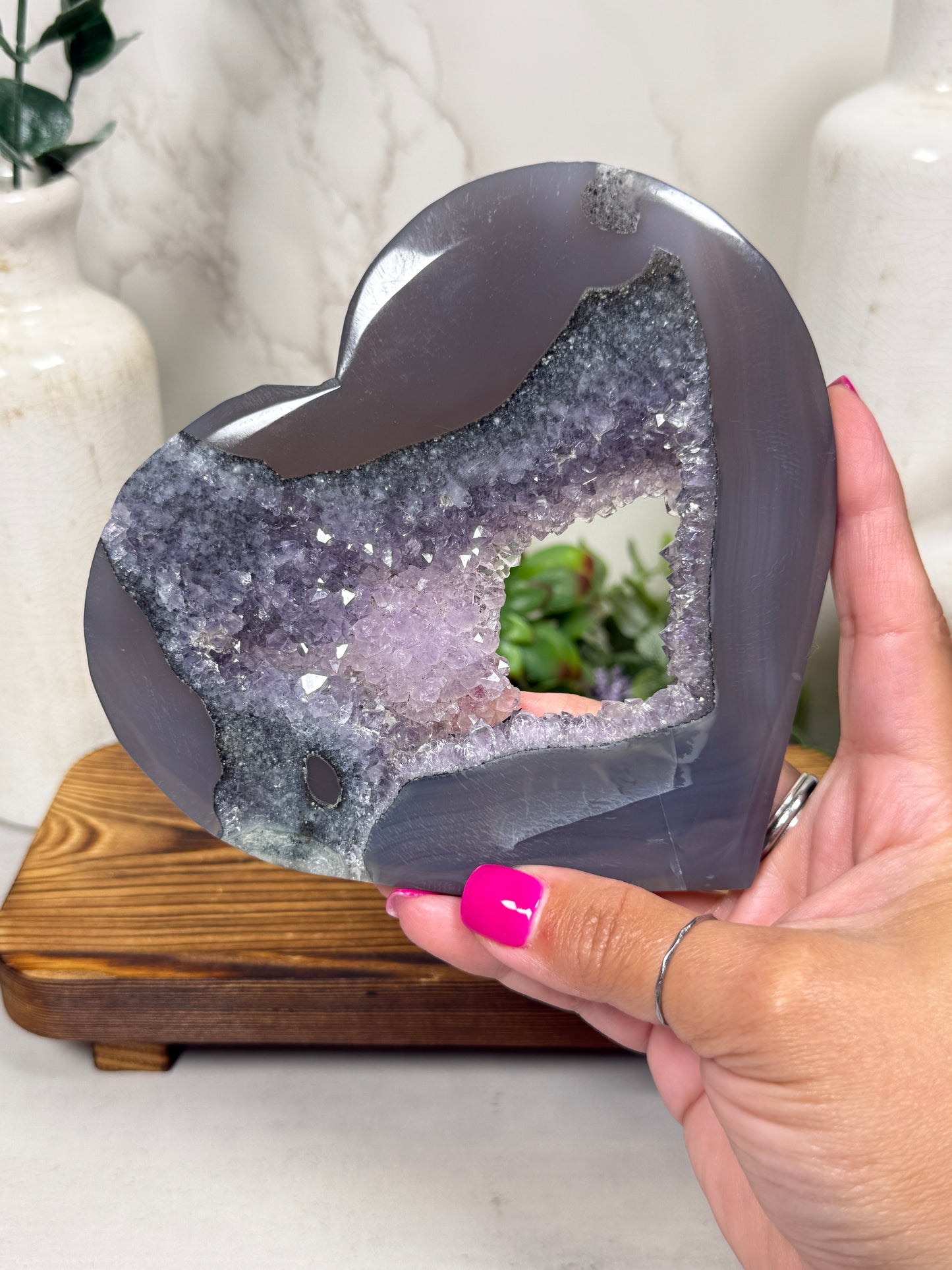 Amethyst Agate Hearts