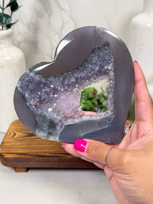 Amethyst Agate Hearts