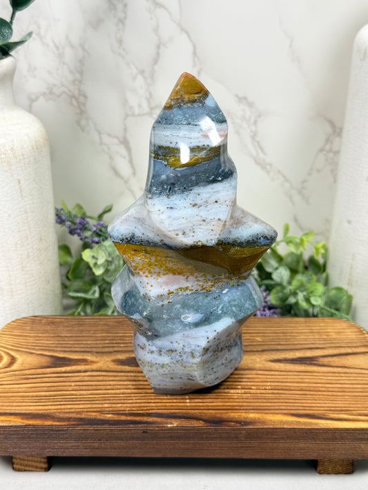 Blue Gold Ocean Jasper Flame