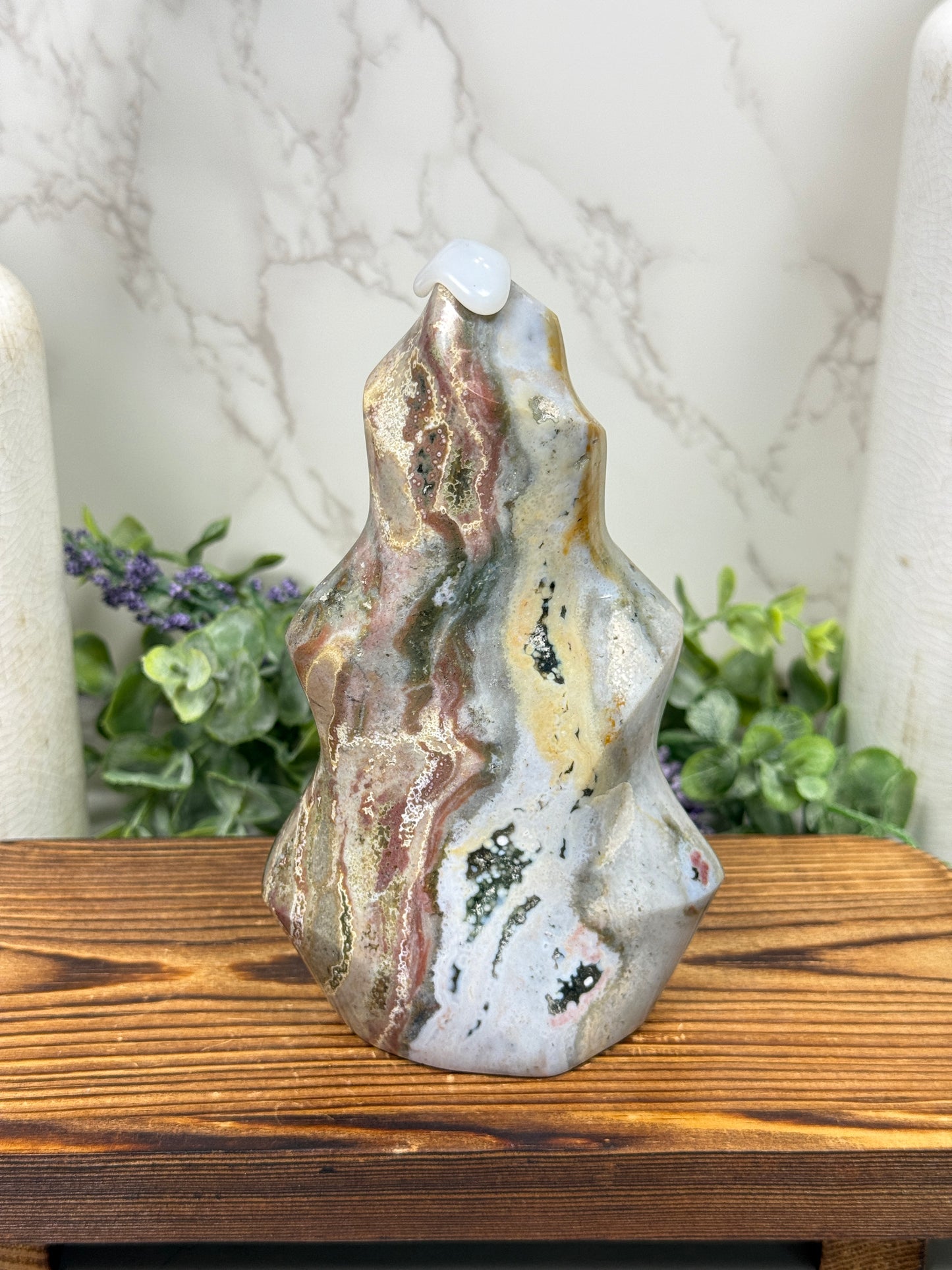 Pastel Ocean Jasper Flame with Orbicular Pattern