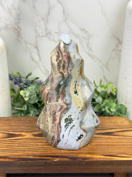 Pastel Ocean Jasper Flame with Orbicular Pattern