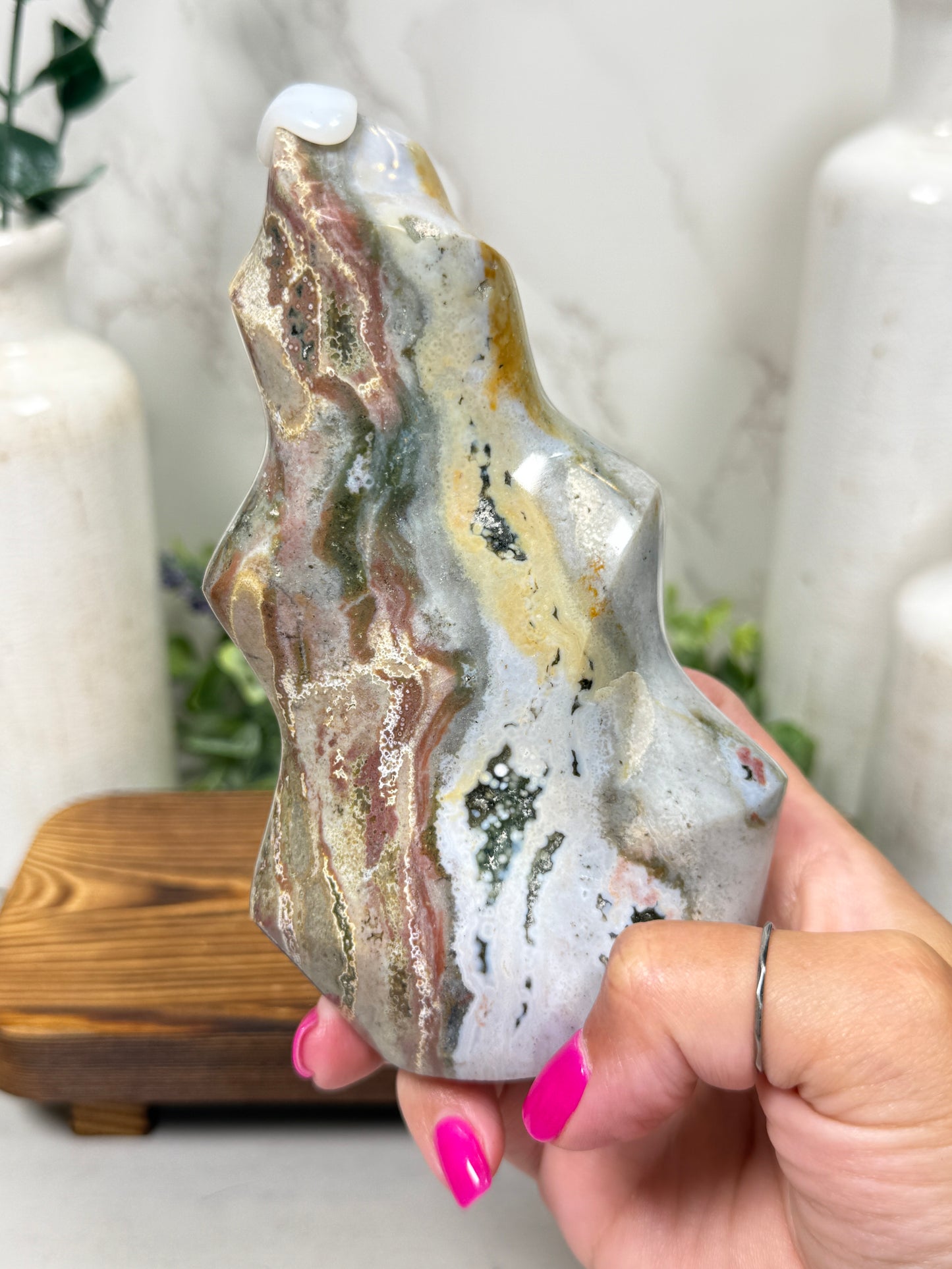 Pastel Ocean Jasper Flame with Orbicular Pattern