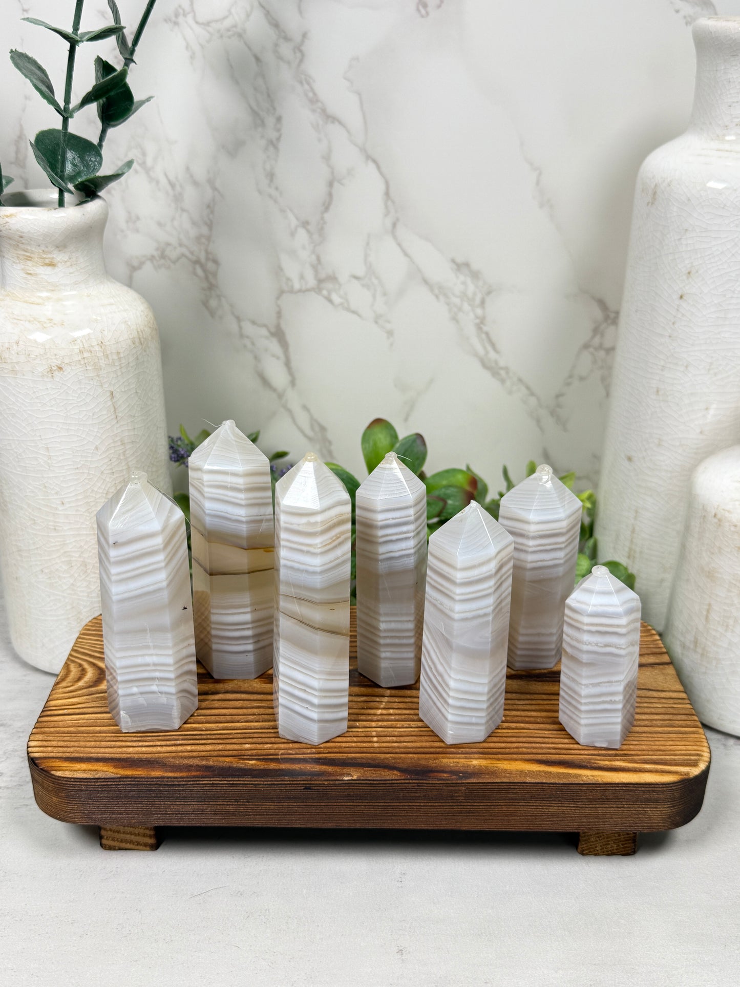 White Banded Agate Towers