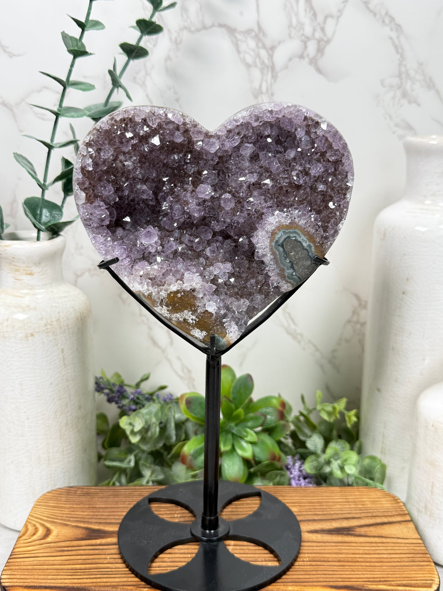 Amethyst Cluster Heart on Stand