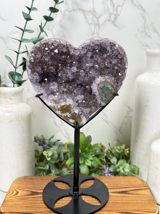 Amethyst Cluster Heart on Stand