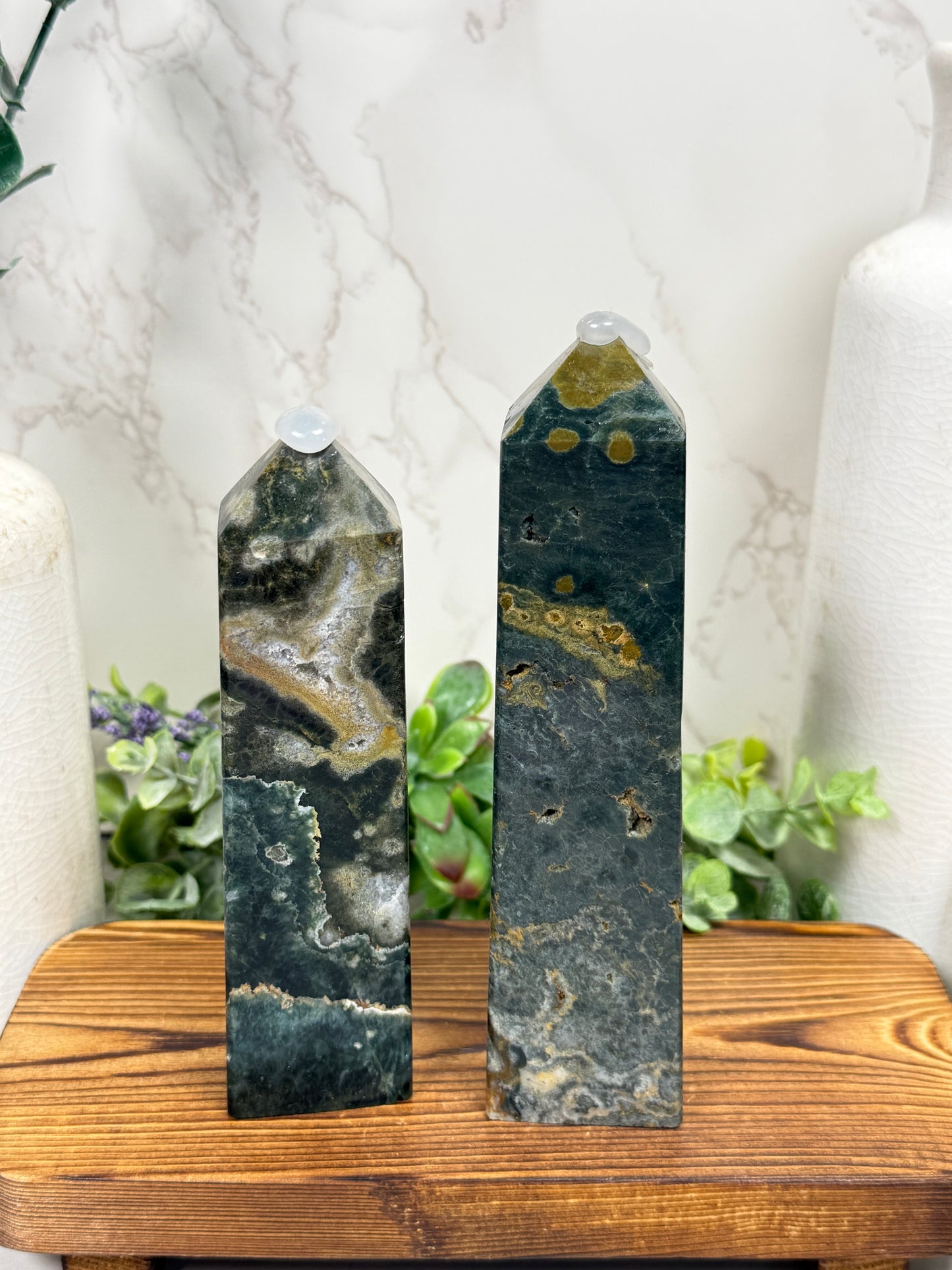Green + Gold Ocean Jasper Towers