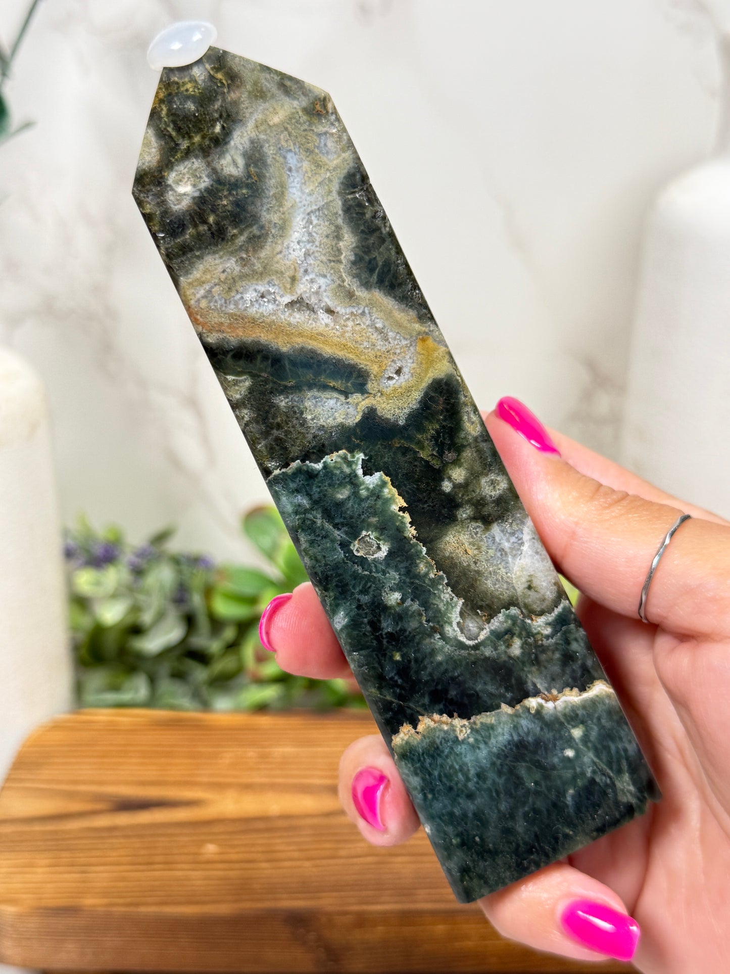 Green + Gold Ocean Jasper Towers