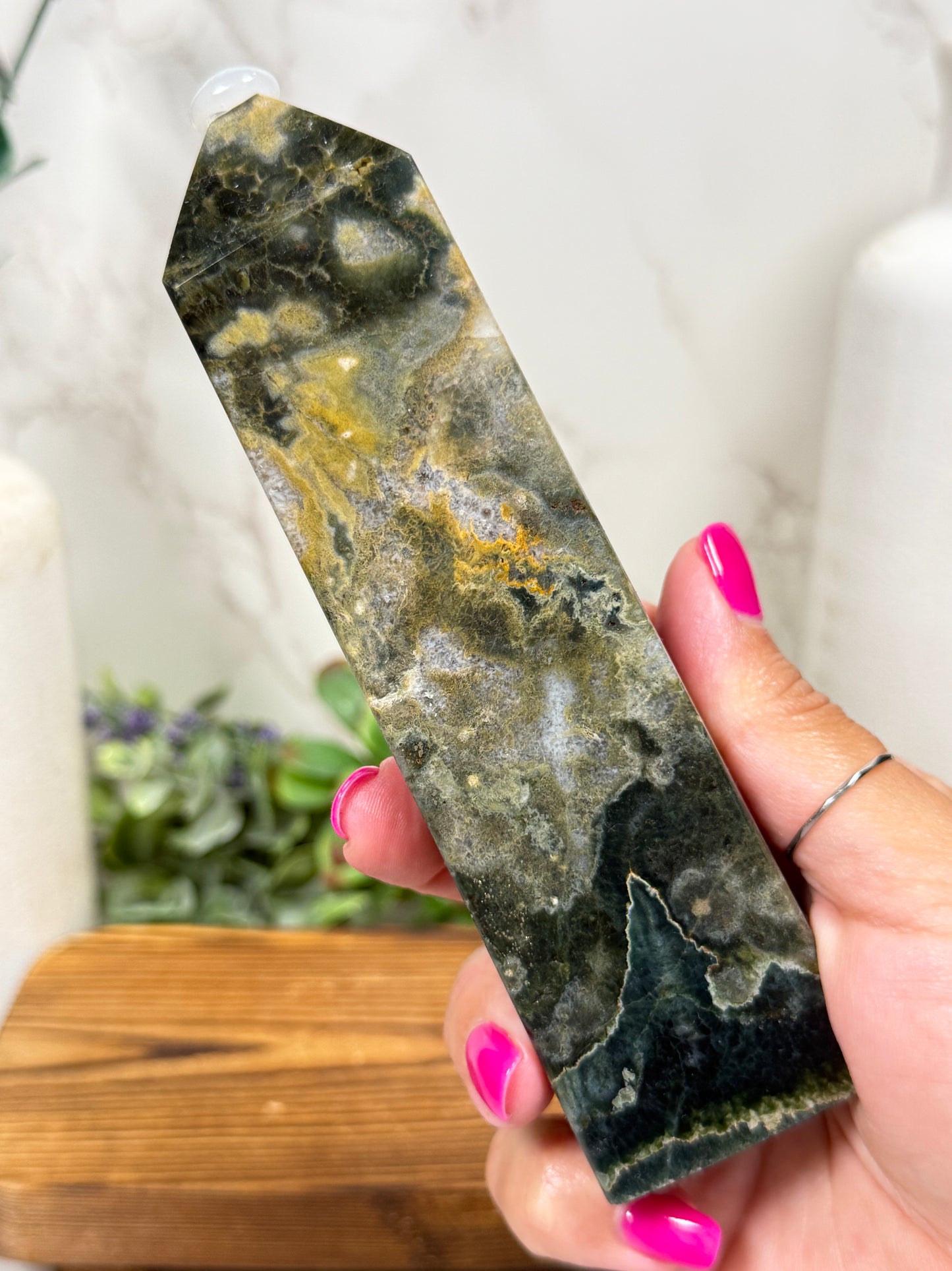 Green + Gold Ocean Jasper Towers