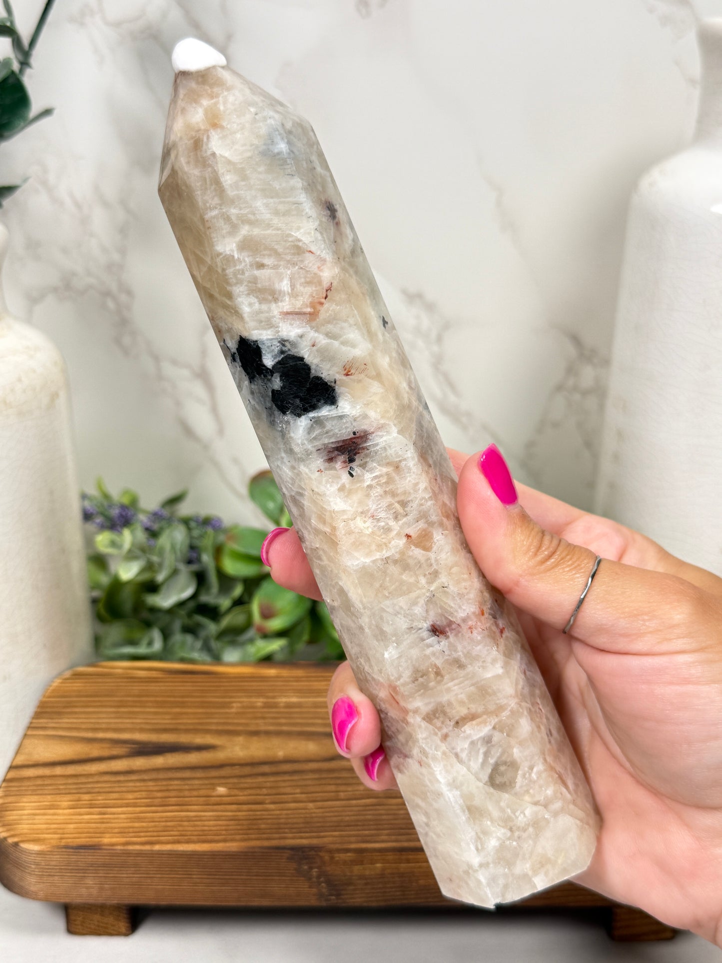 Moonstone + Tourmaline + Fire Quartz Towers