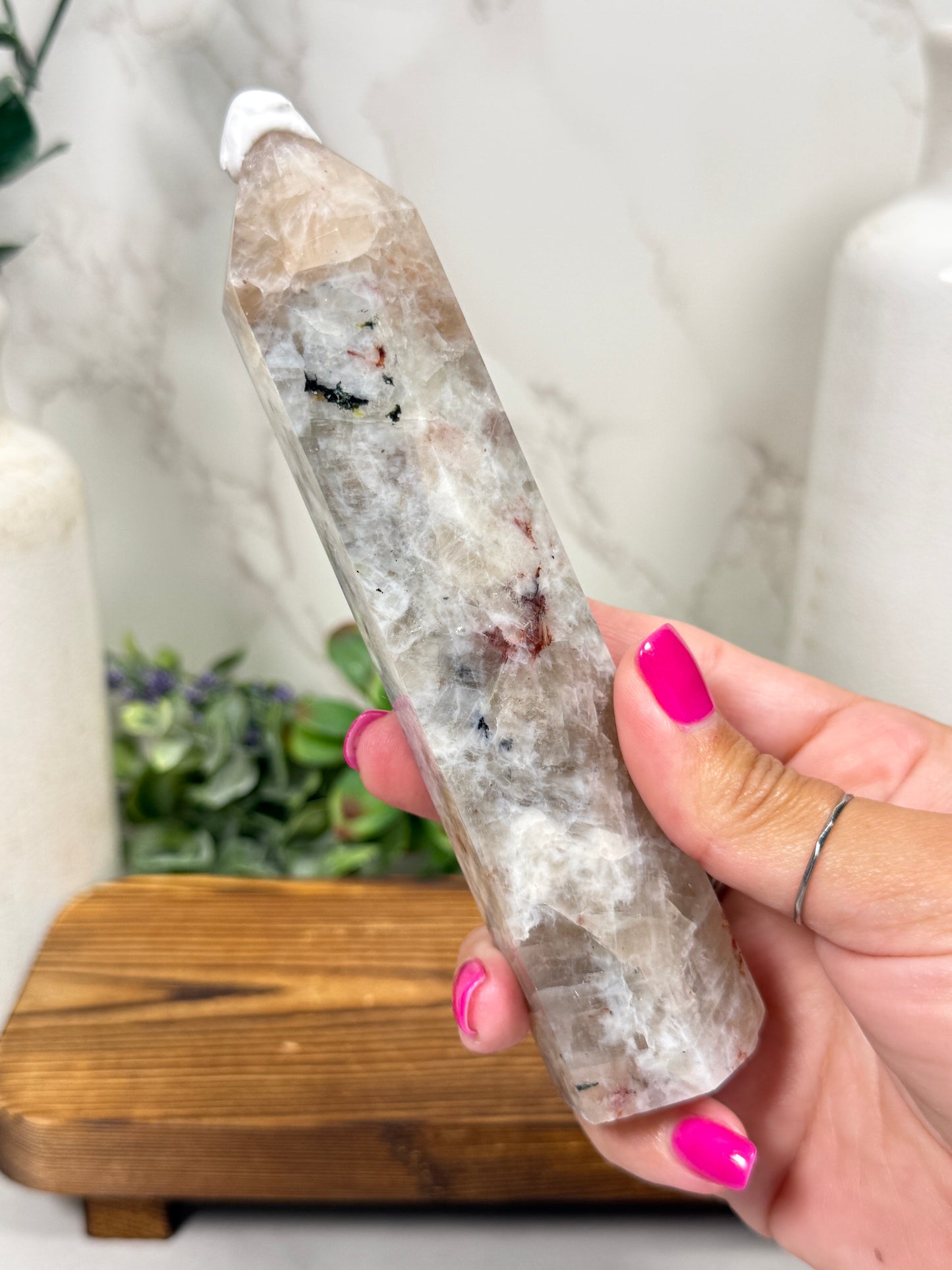 Moonstone + Tourmaline + Fire Quartz Towers