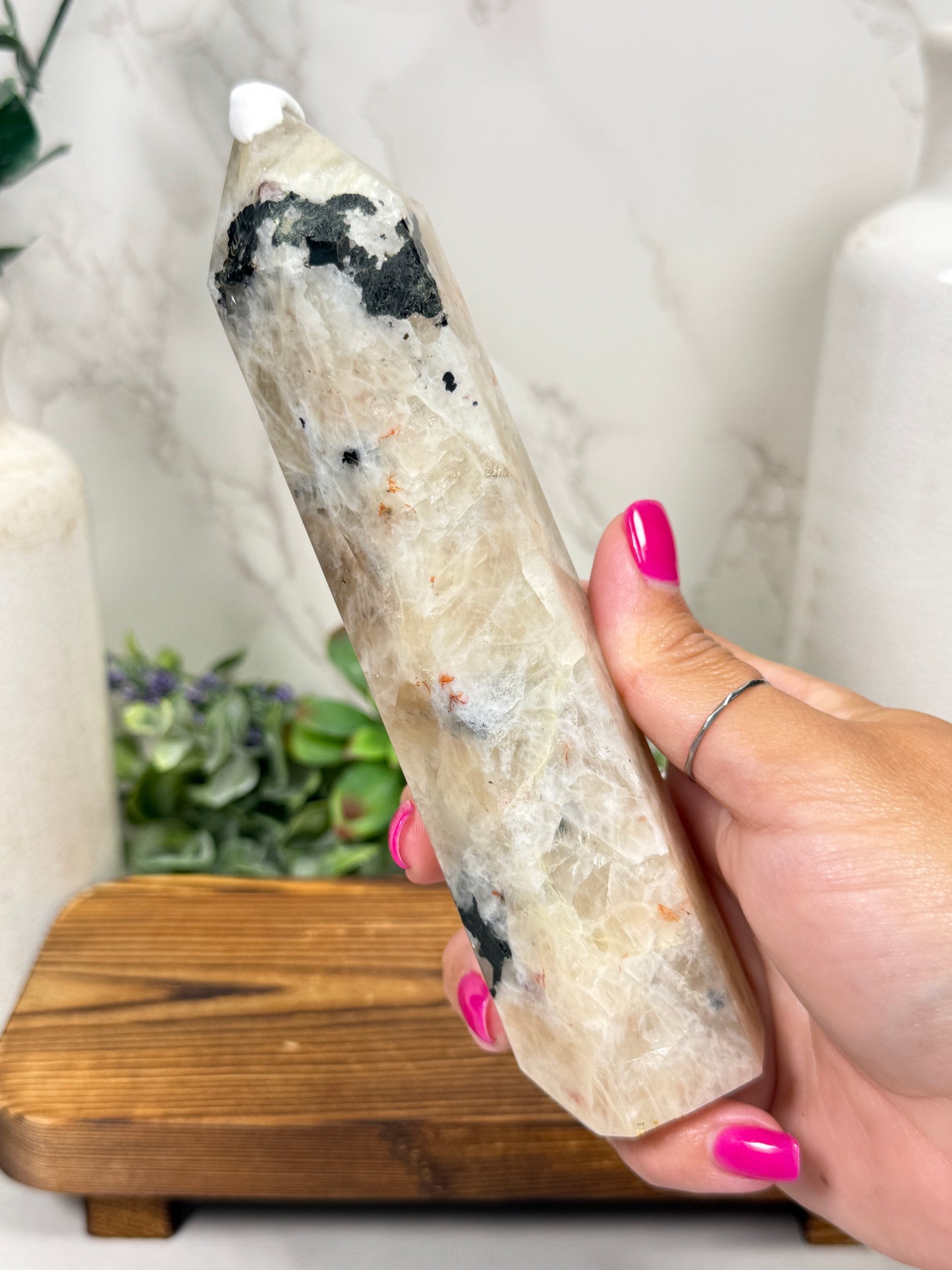 Moonstone + Tourmaline + Fire Quartz Towers