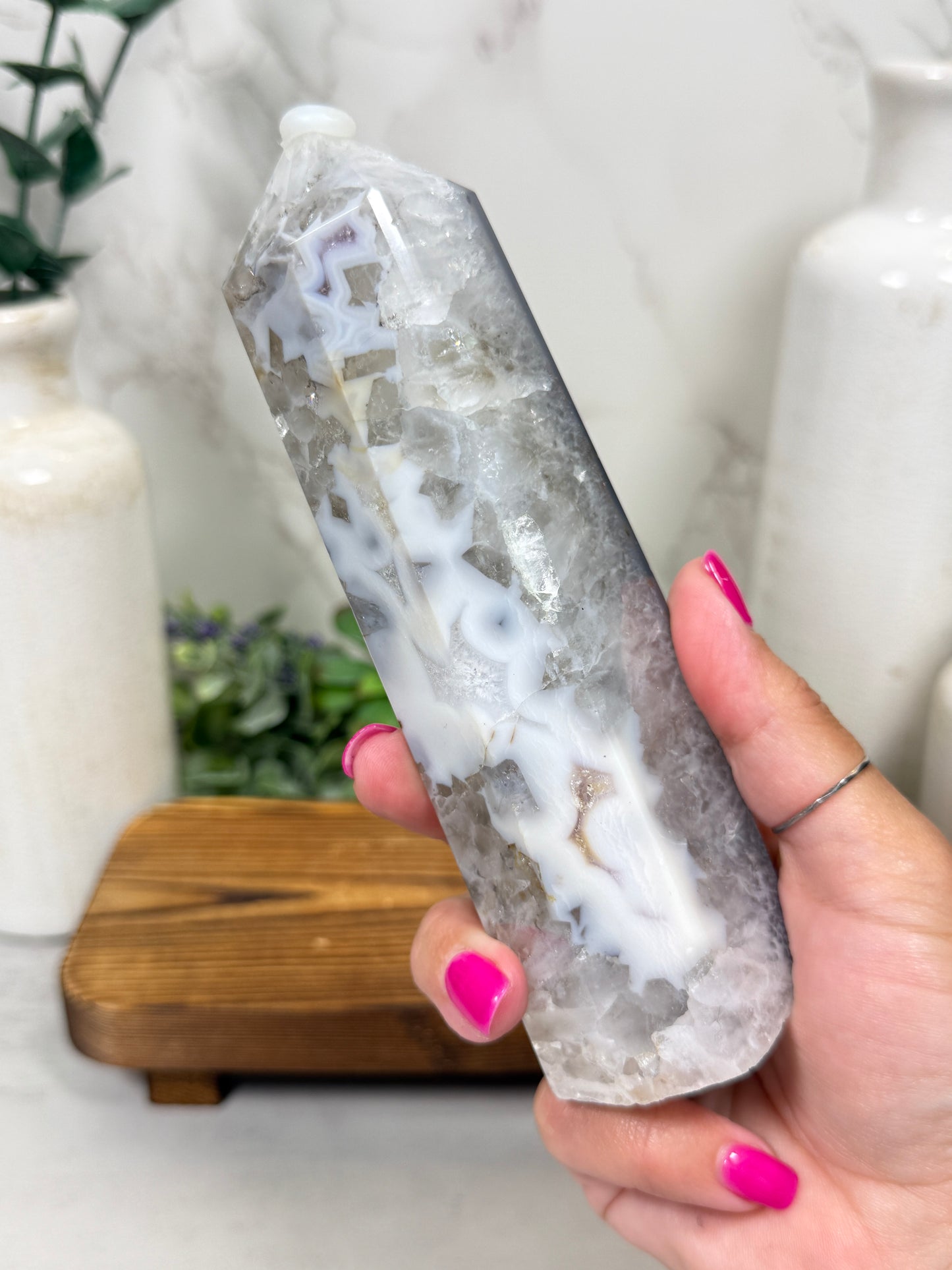 Blue Agate + Quartz Towers