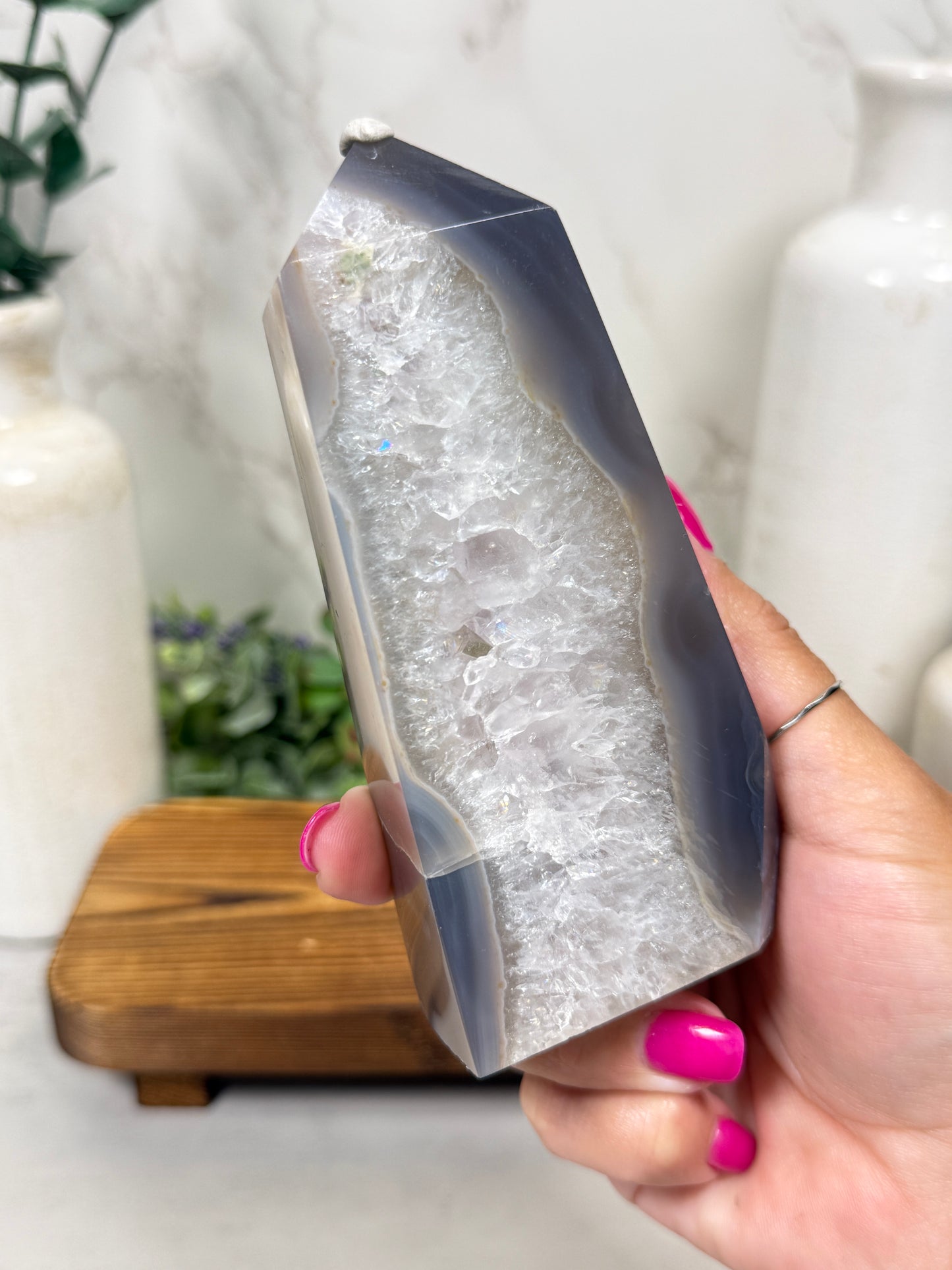 Blue Agate + Quartz Towers