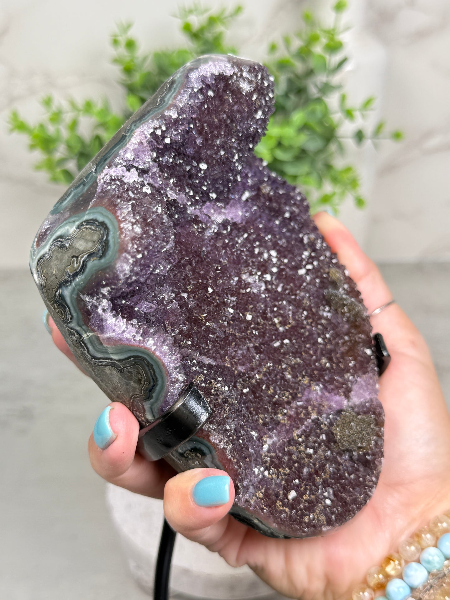 Plum Amethyst on Stand from Uruguay