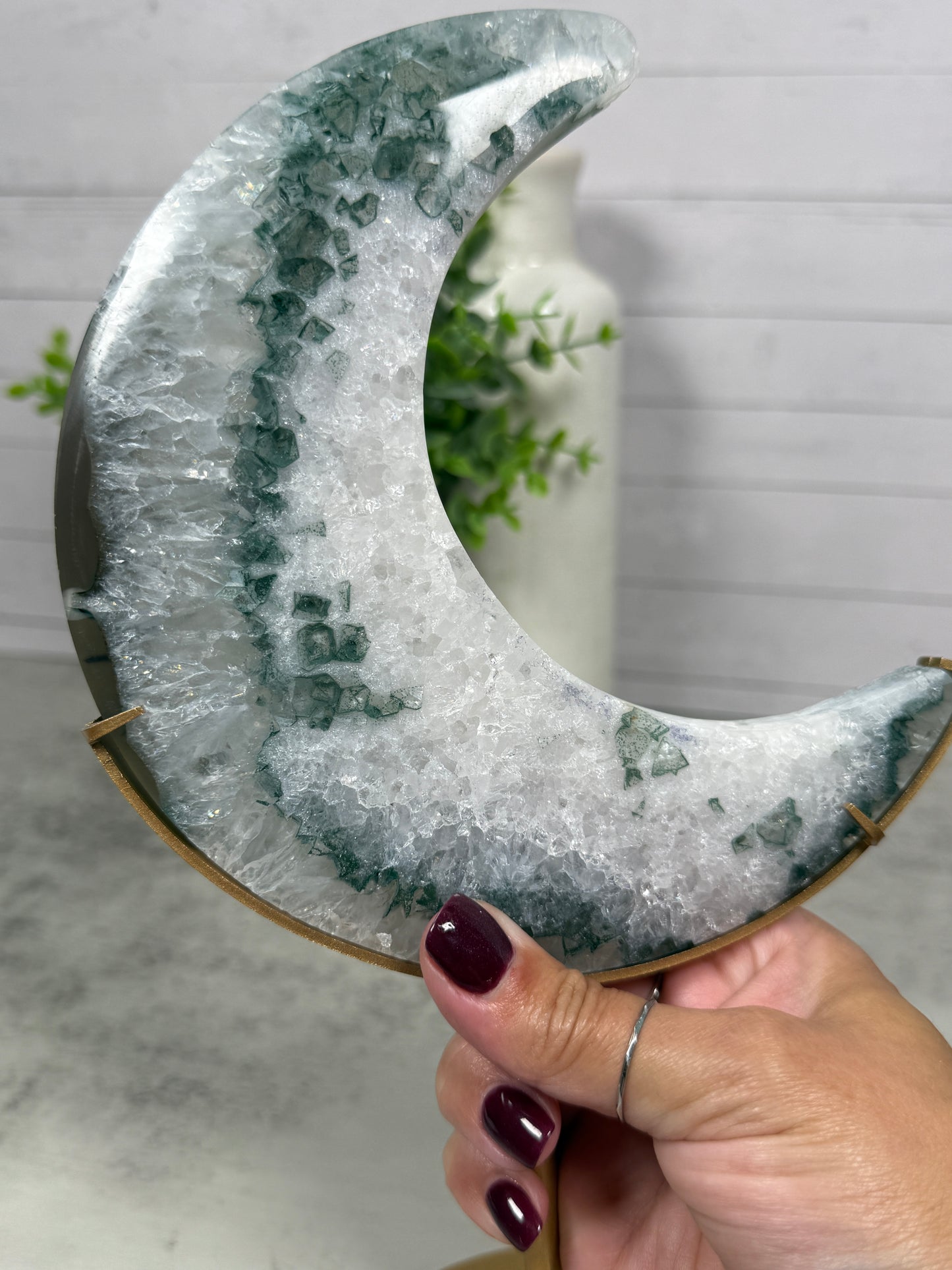 Green Quartz Agate Moon | Luna