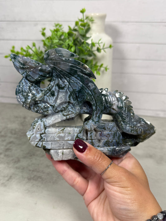 Moss Agate Statement Dragons