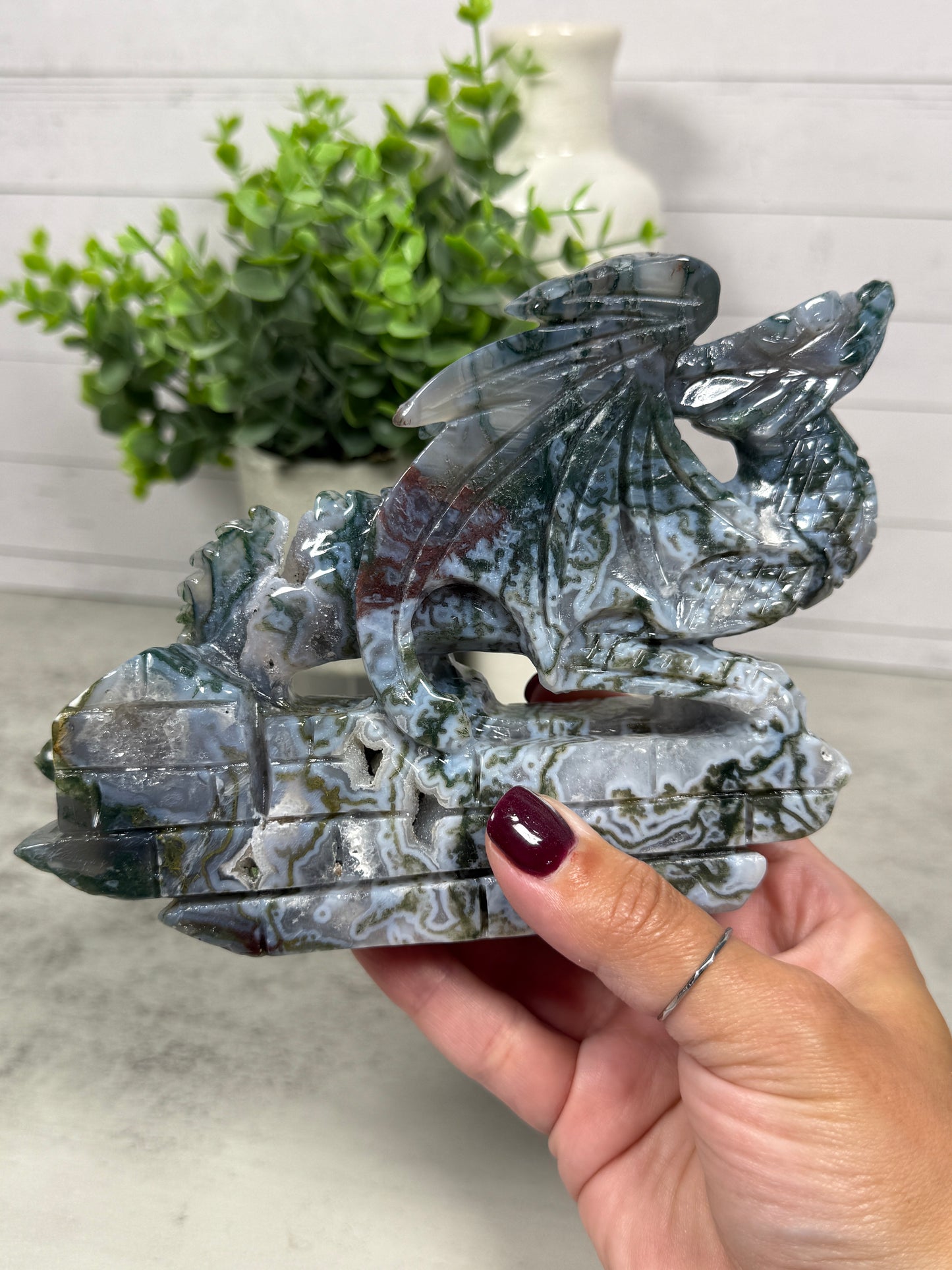 Moss Agate Statement Dragons