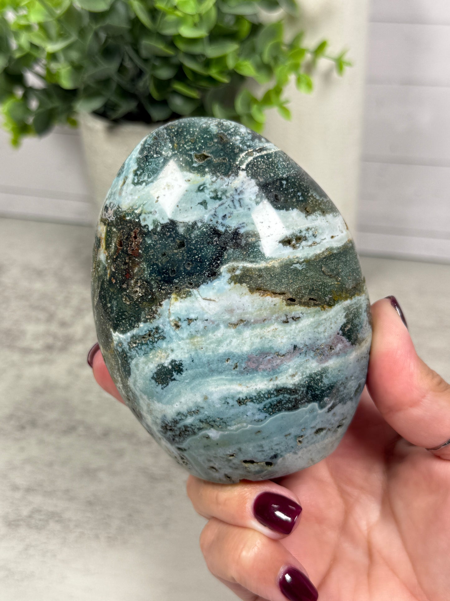 Blue Green Ocean Jasper Free Form