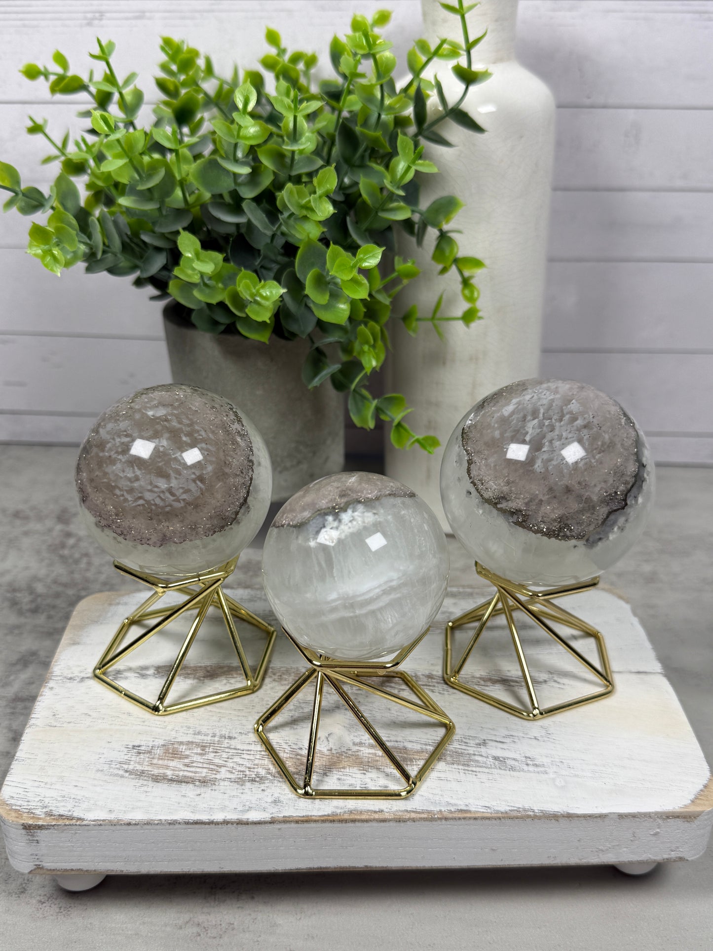 White Fluorite + Pyrite Spheres