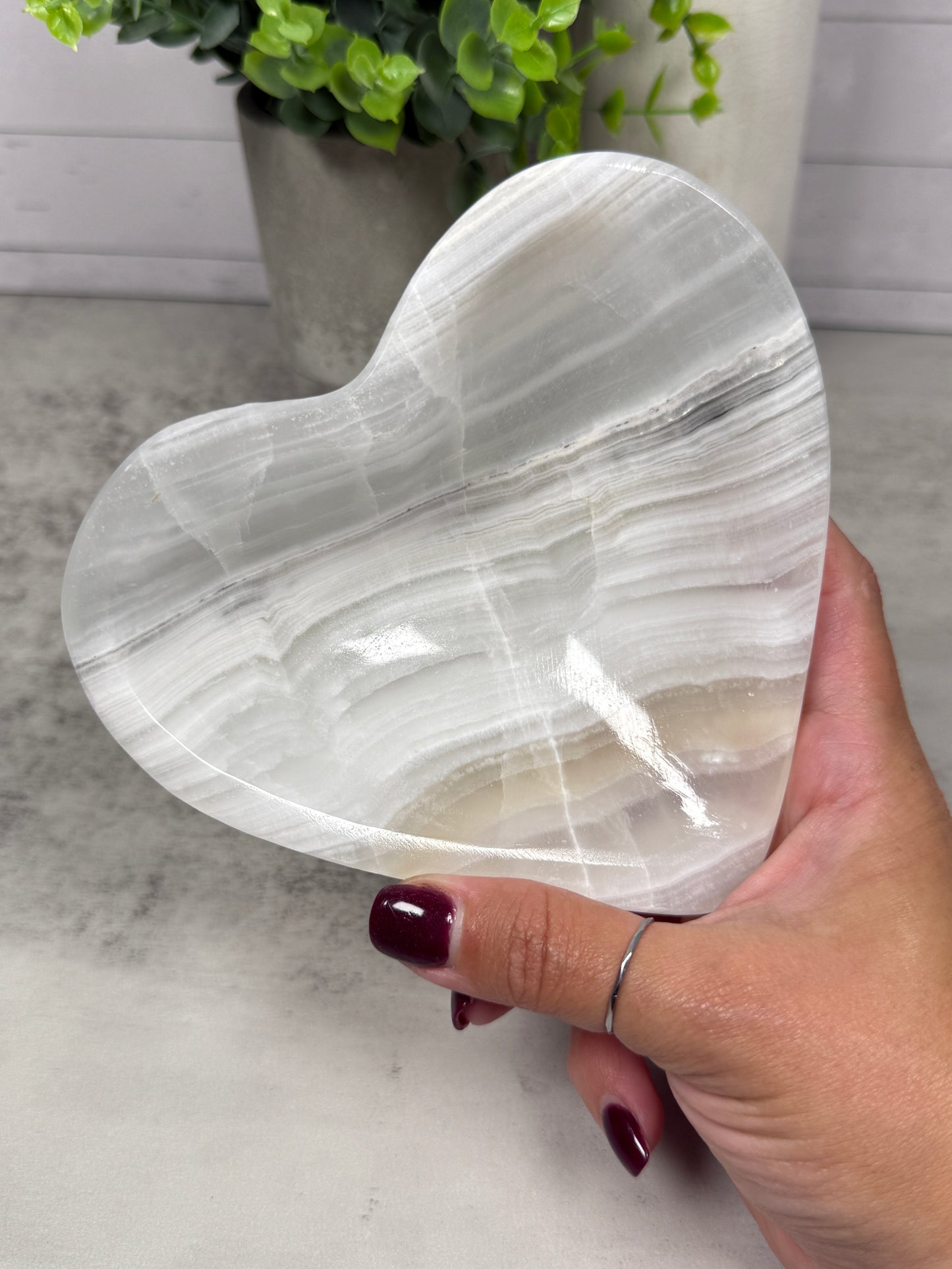 White Onyx Heart Bowl from Mexico
