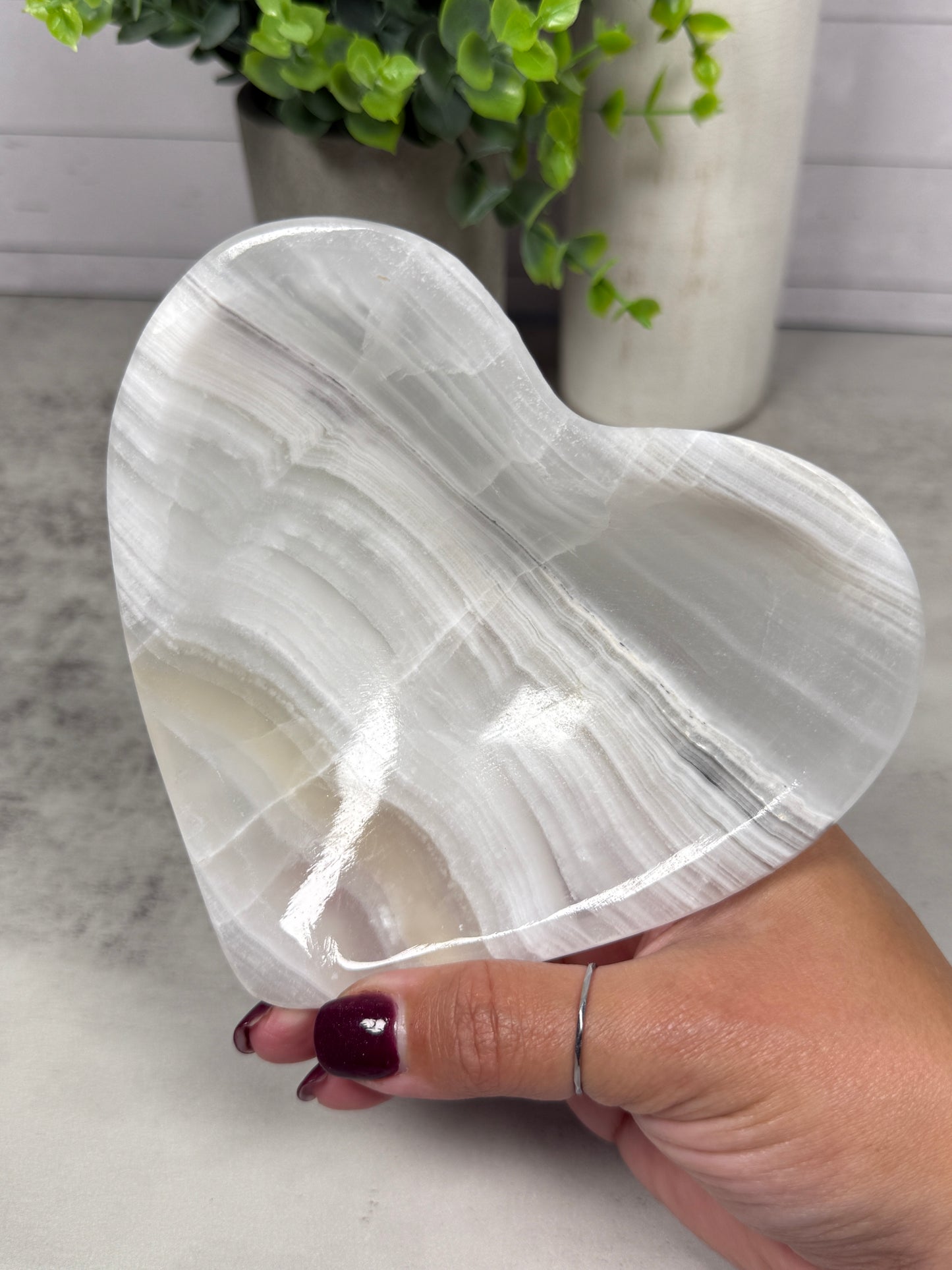 White Onyx Heart Bowl from Mexico