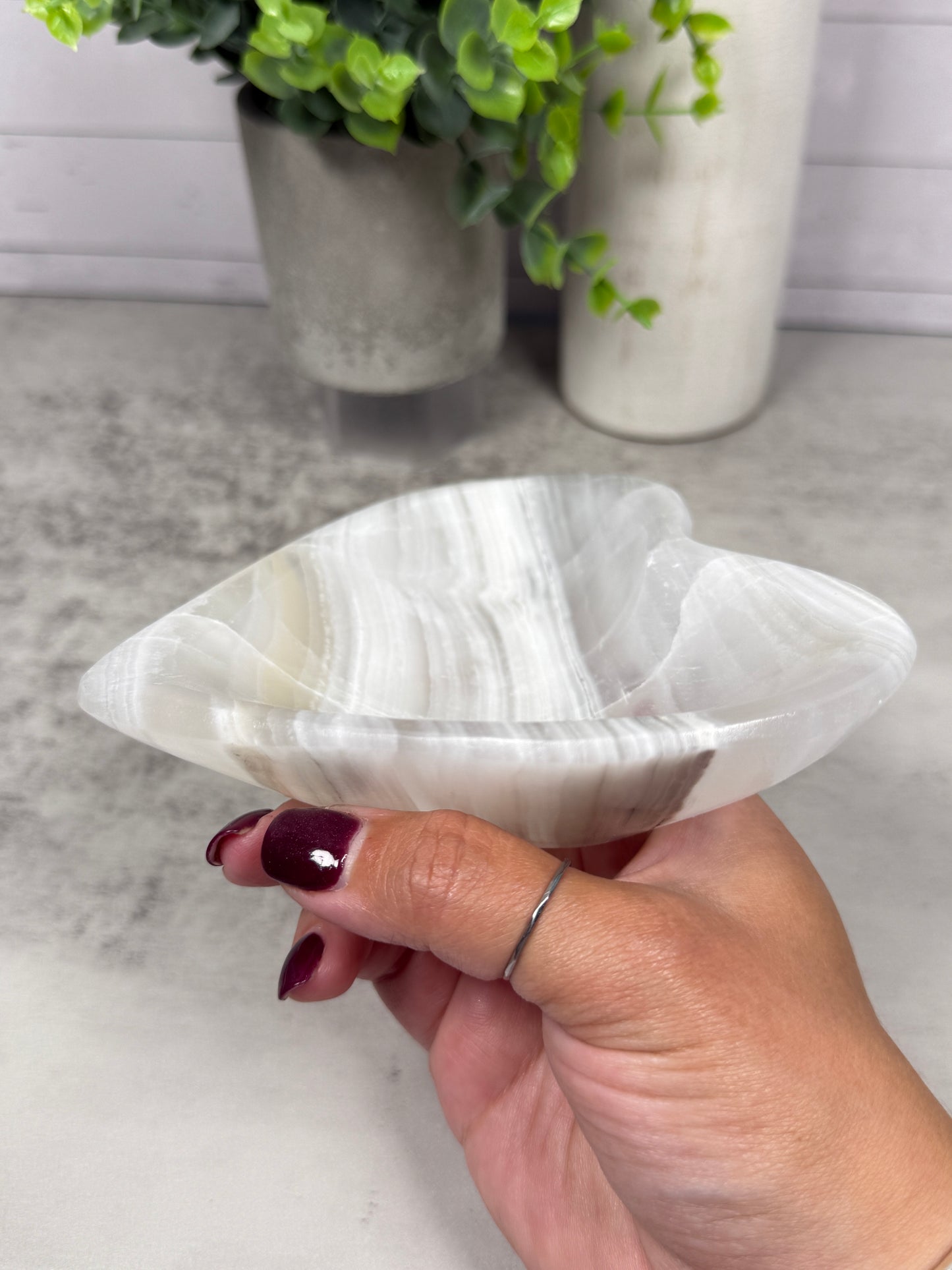 White Onyx Heart Bowl from Mexico