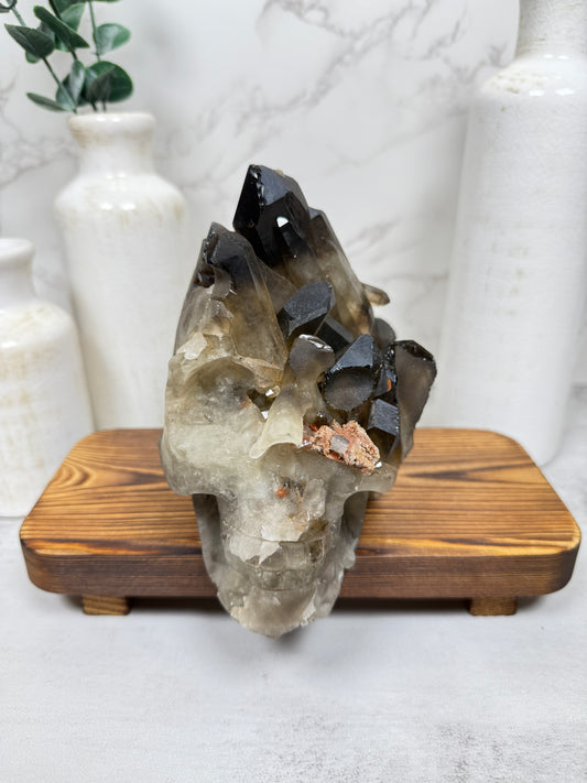 Smokey Quartz Cluster Skull