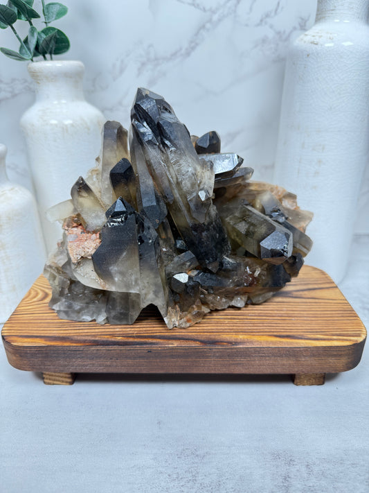 Smokey Quartz Cluster Skull