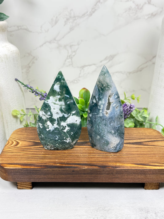 Moss Agate Teardrops - B